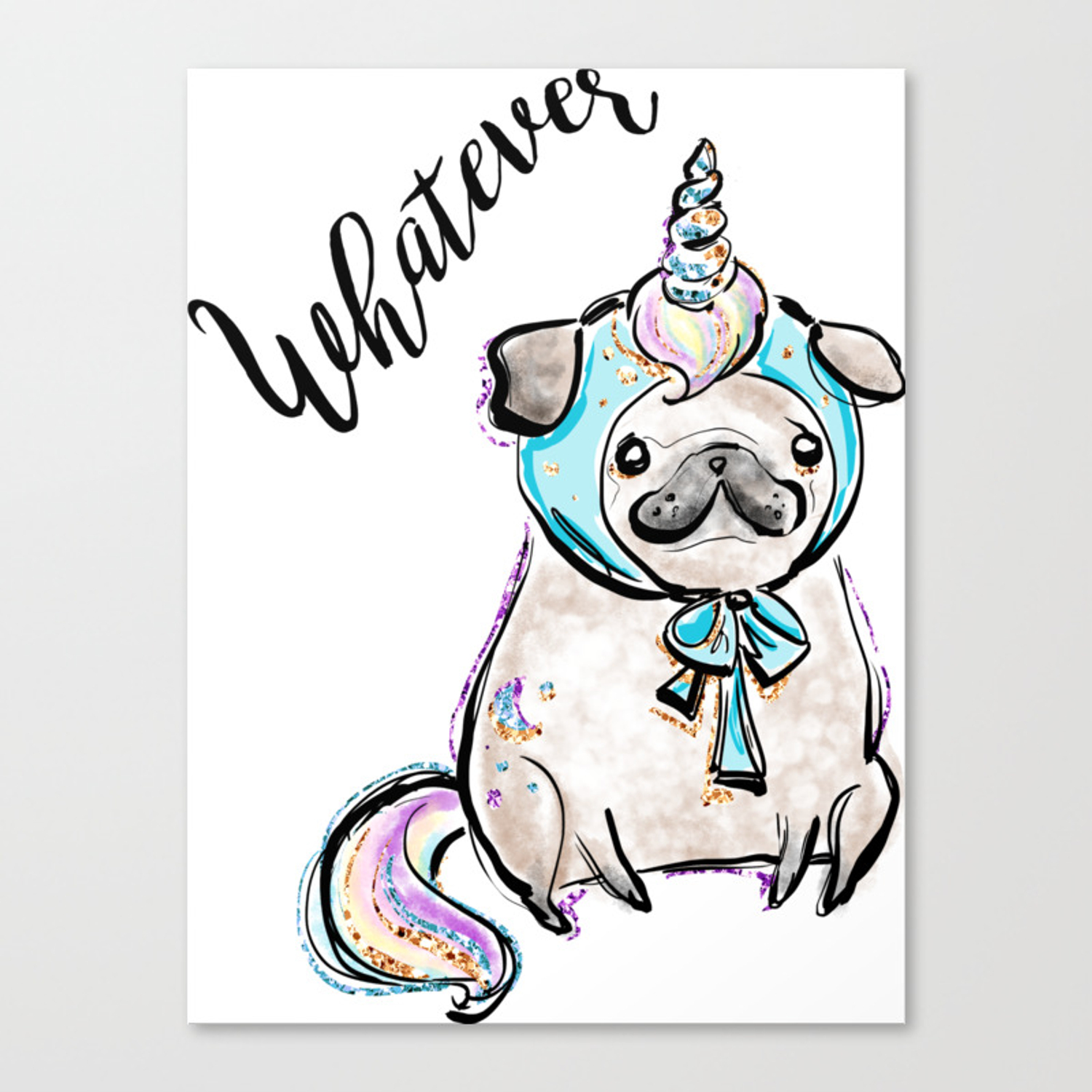 Funny Pug, Unicorn Pug, Funny Dog, Cute Pug, Cute Dog, Puppy dog, Unicorn dog Canvas Print
