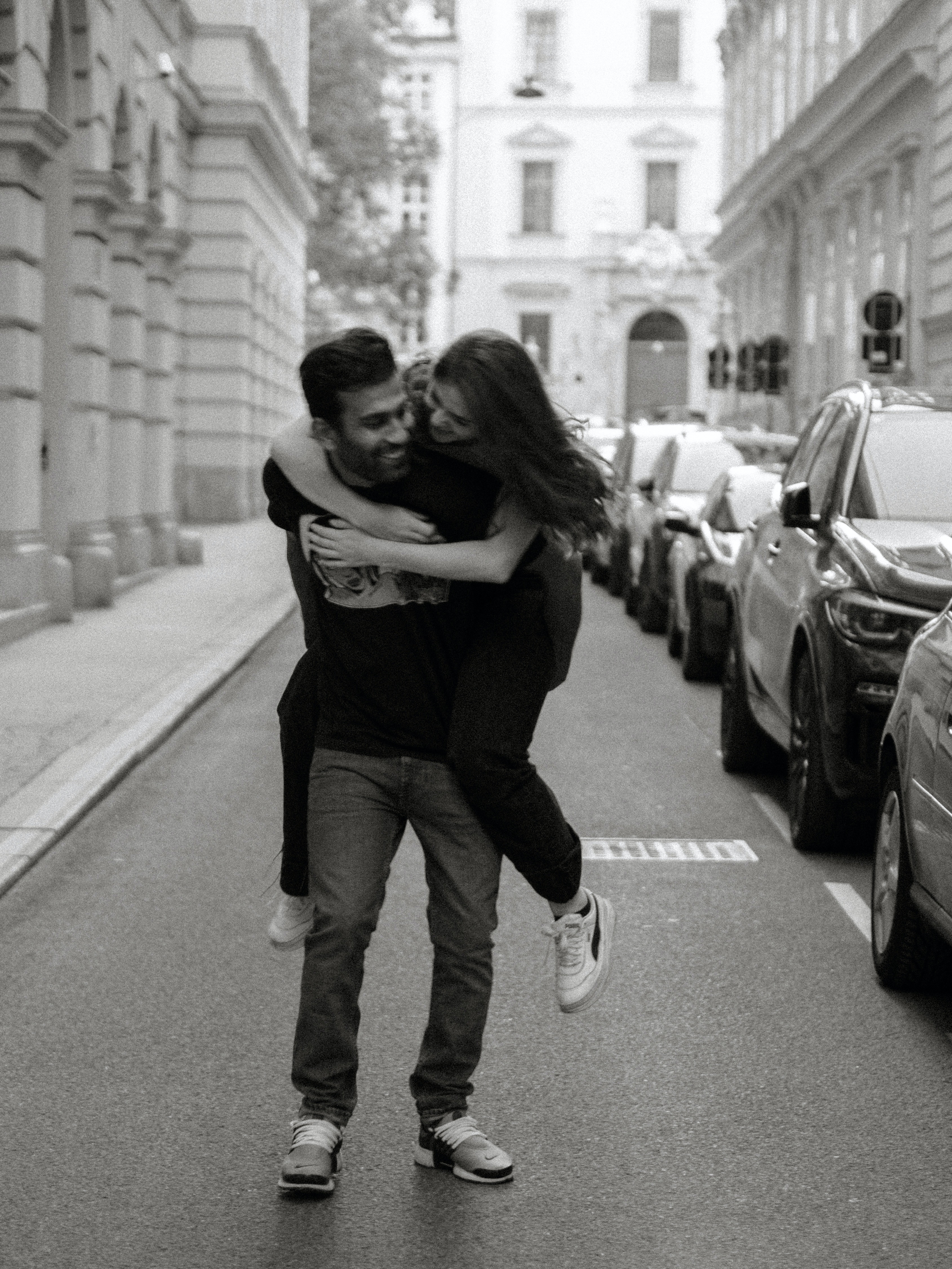 Black and White Photo of Boyfriend Giving Girlfriend Piggyback Ride · Free