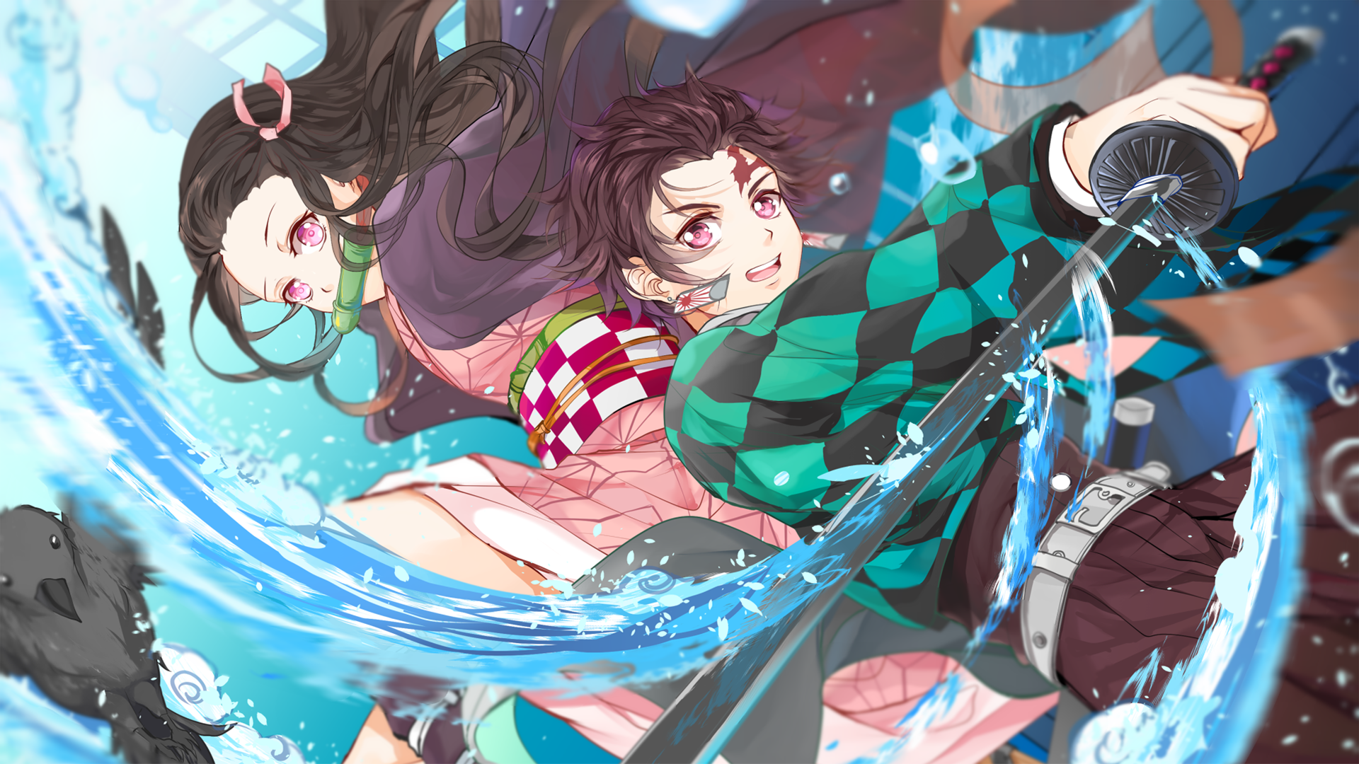 Belt Boy Brown Hair Demon Slayer Kimetsu No Yaiba Earrings Girl Katana Kimetsu No Yaiba Long Hair Ne Wallpaper:1920x1080