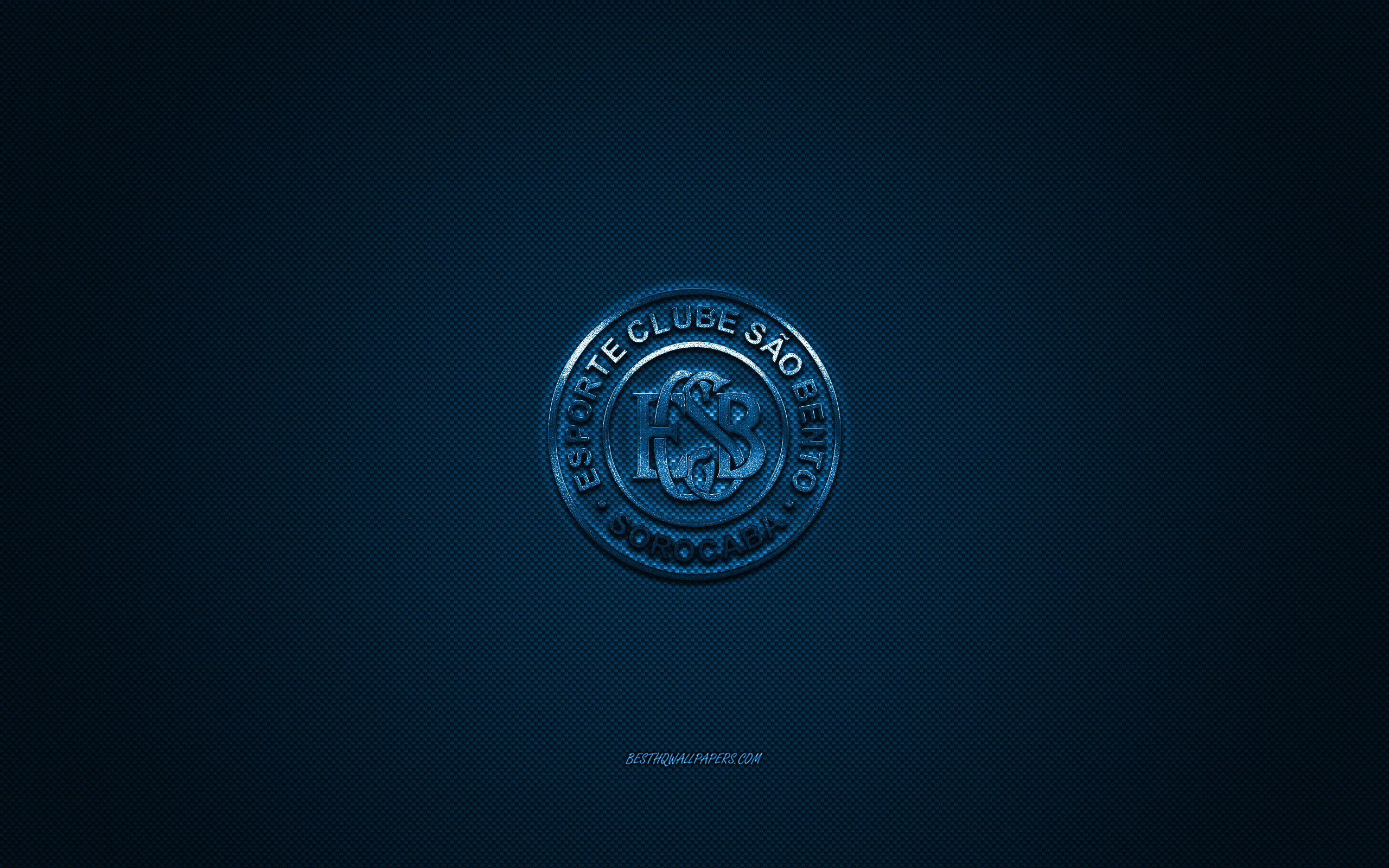 Download wallpaper EC Sao Bento, Brazilian football club, Serie B, blue logo, blue carbon fiber background, football, Sao Paulo, Brazil, Sao Bento FC logo for desktop with resolution 2560x1600. High Quality HD