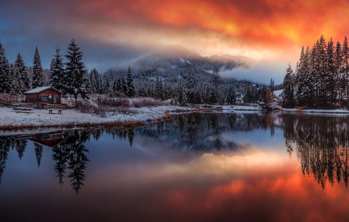 Sunset Winter Lake Wallpapers - Wallpaper Cave