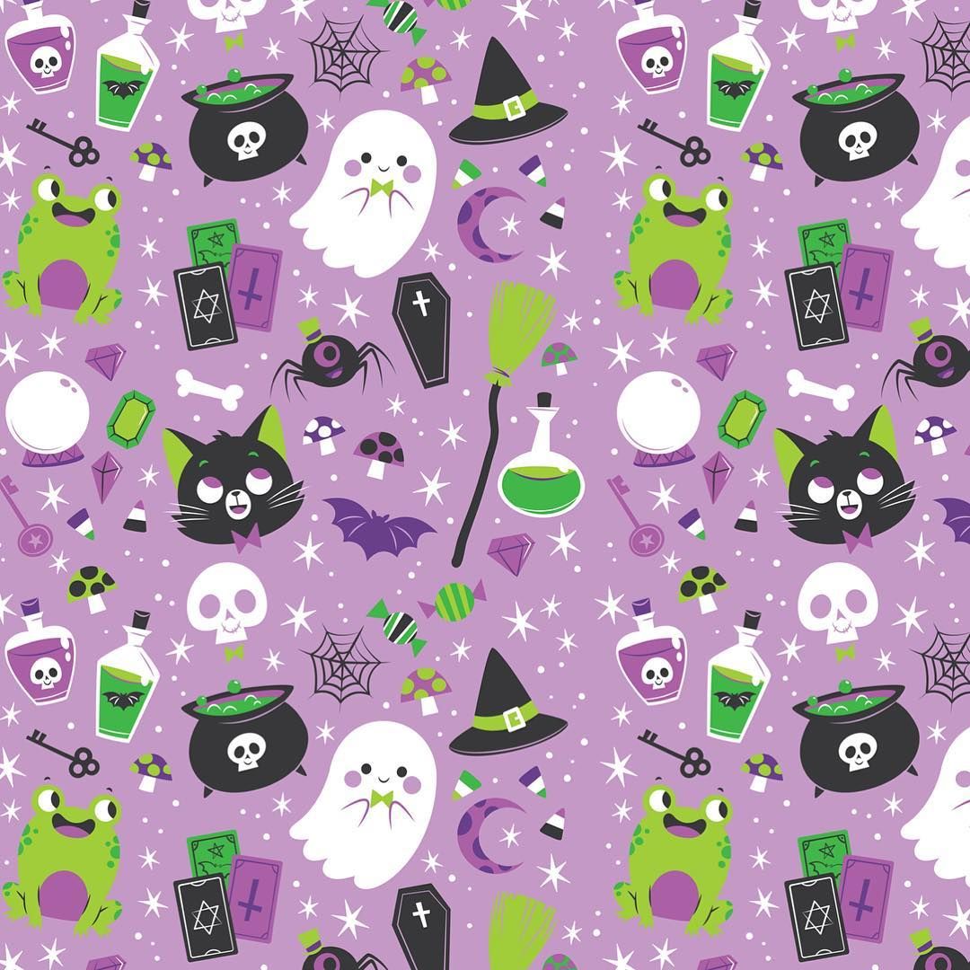 Purple Cute Halloween Wallpaper