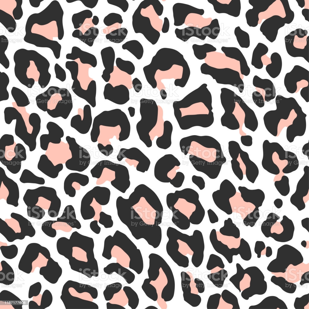 Seamless Vector Black White And Pale Pink Leopard Fur Pattern Stylish Fashionable Wild Leopard Print Animal Print Background For Fabric Textile Design Advertising Banner Stock Illustration Image Now