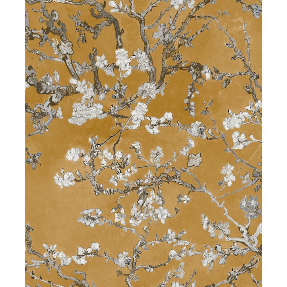 Walls Republic Almond Blossom Bold Yellow Floral Paper Strippable Wallpaper Roll (Covers 57 Sq. Ft.)-R5002 Home Depot