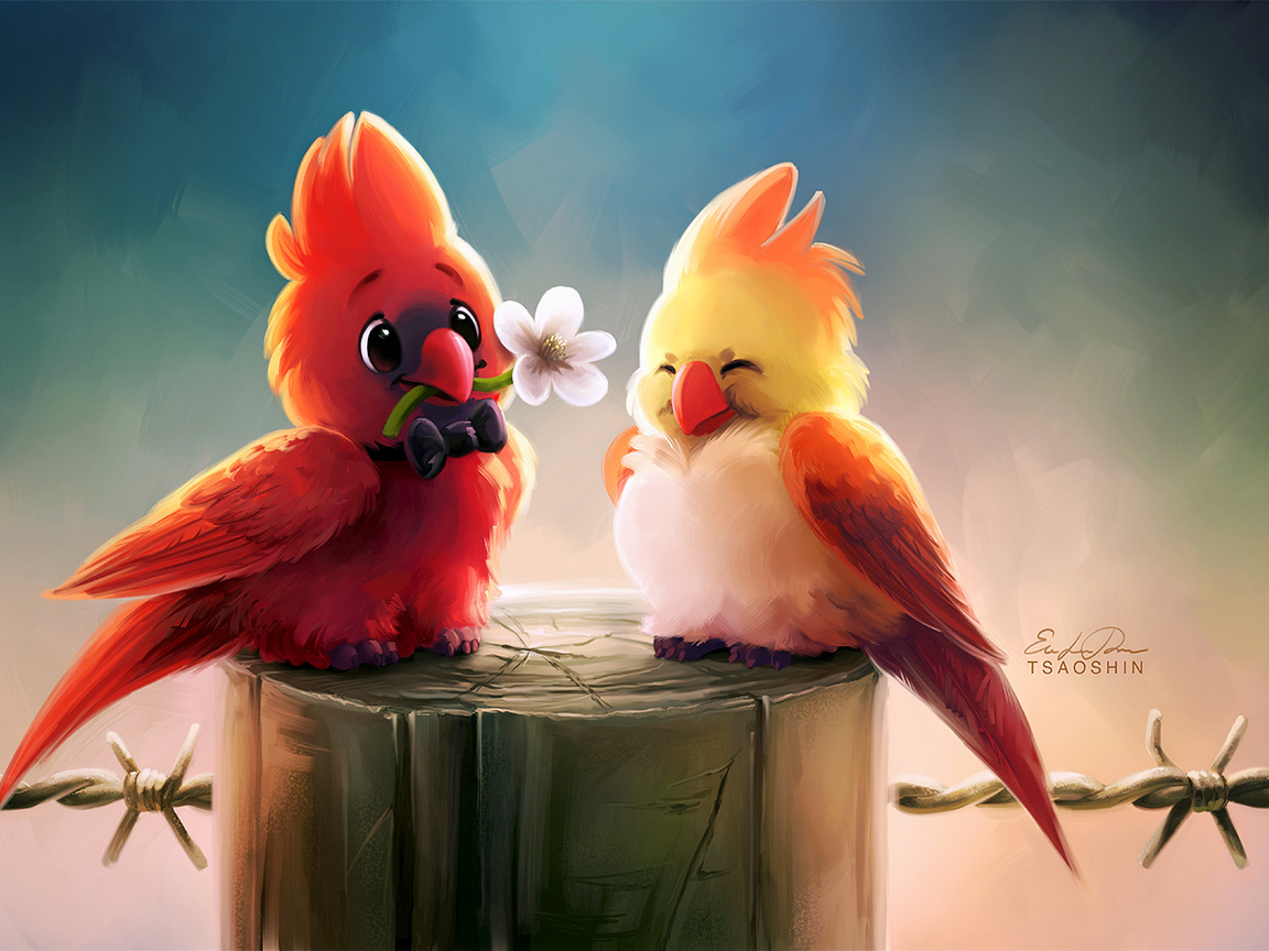 Cute Birds Romance 4k 1152x864 Resolution HD 4k Wallpaper, Image, Background, Photo and Picture