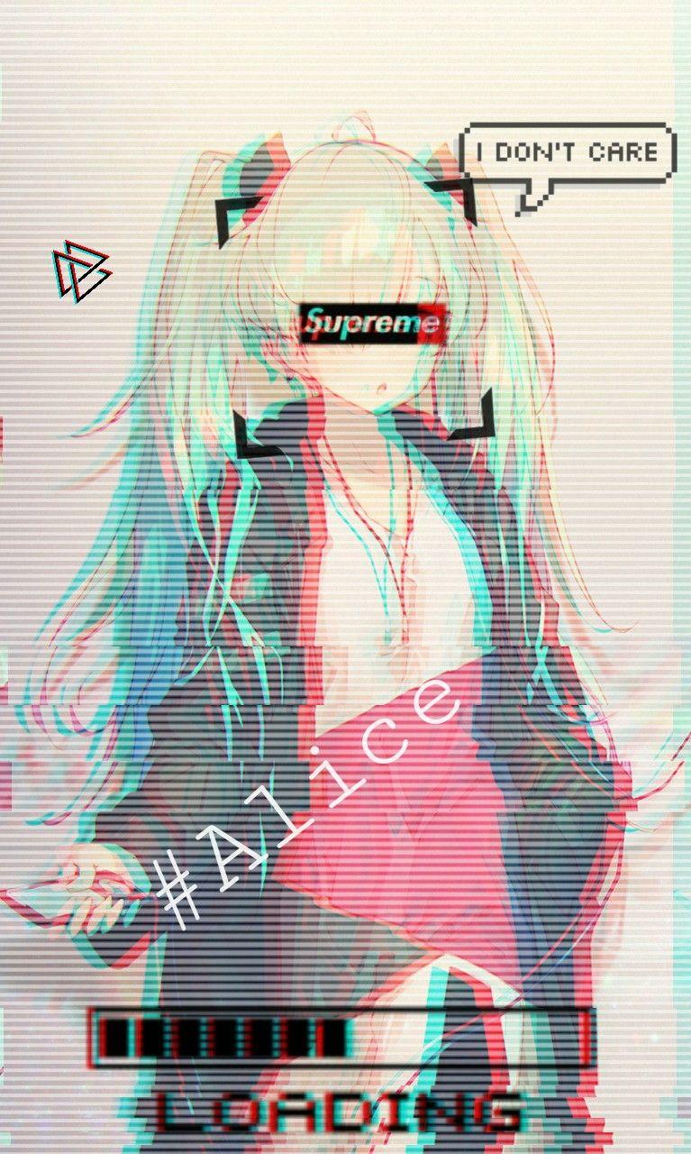 Anime Girl Depressed Glitch Wallpaper