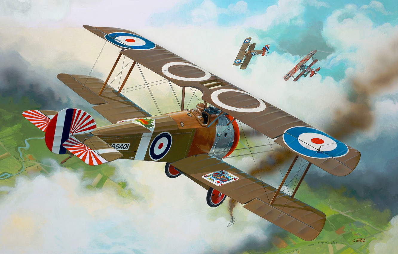 Wallpaper Fighter, Biplane, UK, Sopwith Camel F.1, The first World war, Combat aircraft image for desktop, section авиация