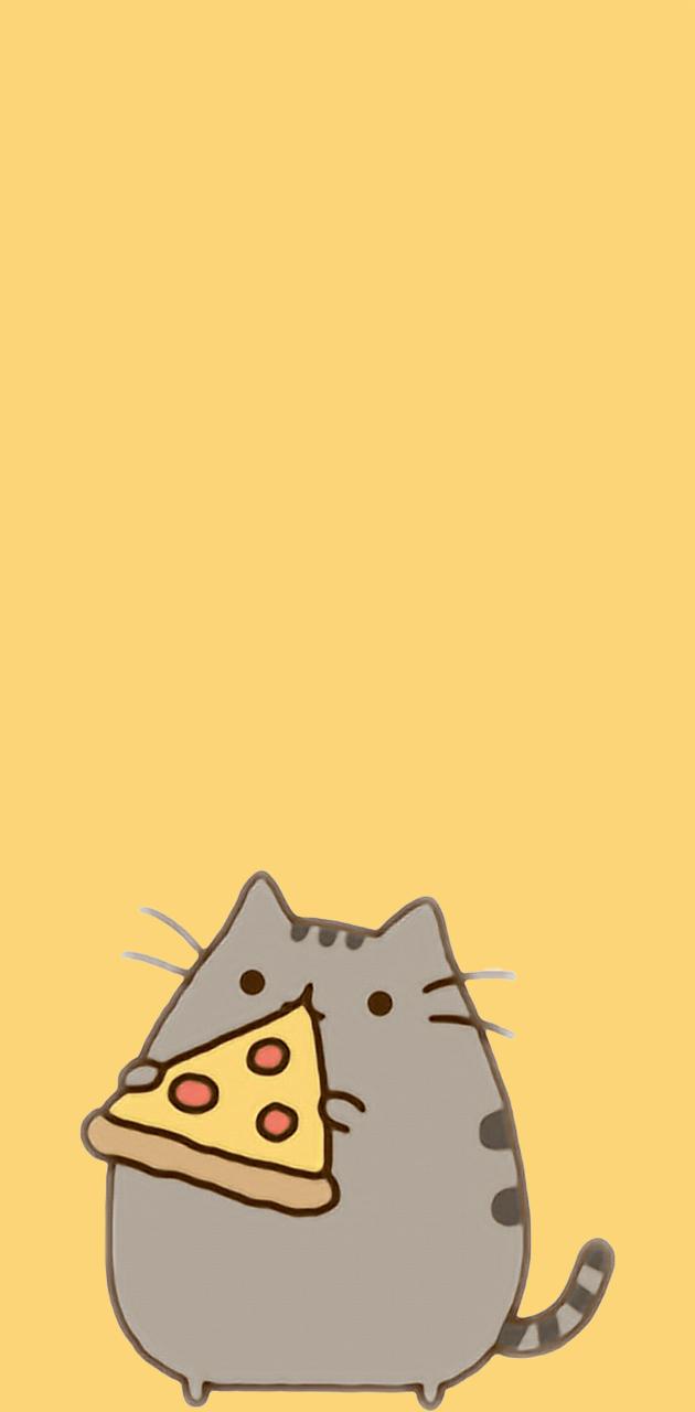 Pusheen The Cat Character Eating Pizza Dream Throw Blanket (Yellow)