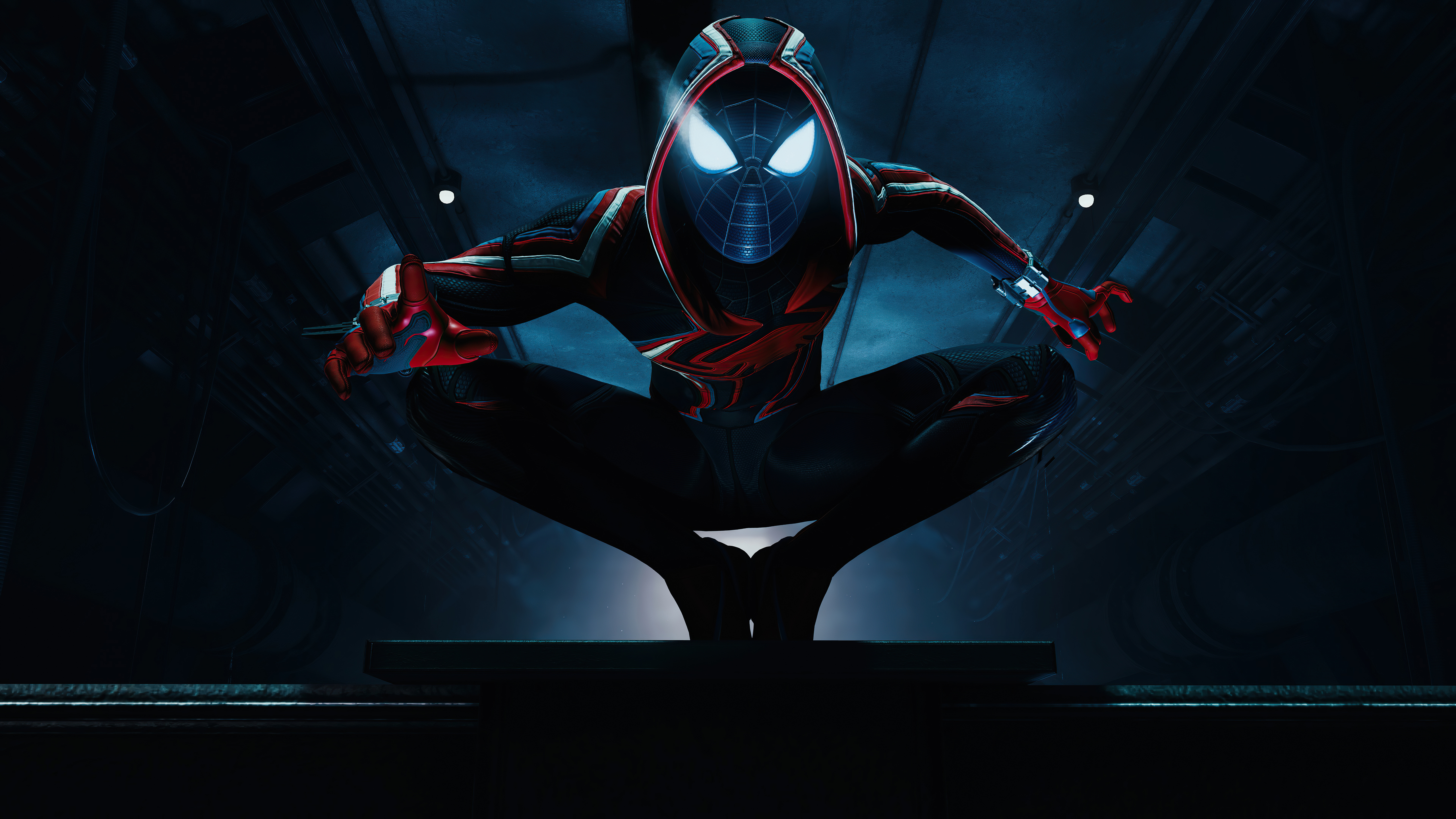 Marvel's Spider Man: Miles Morales Wallpaper 4K, Photo Mode, Dark Background, PlayStation Games