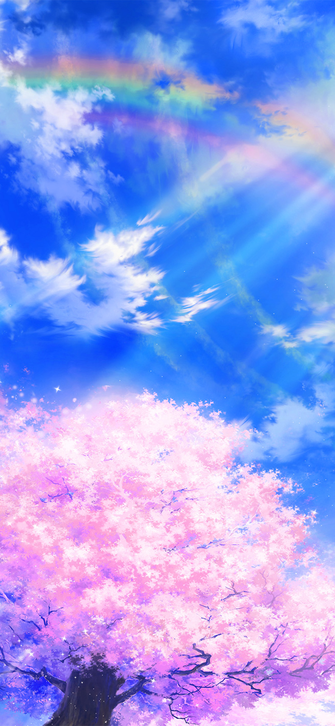 iPhone X wallpaper. anime sky cloud spring art illustration blue
