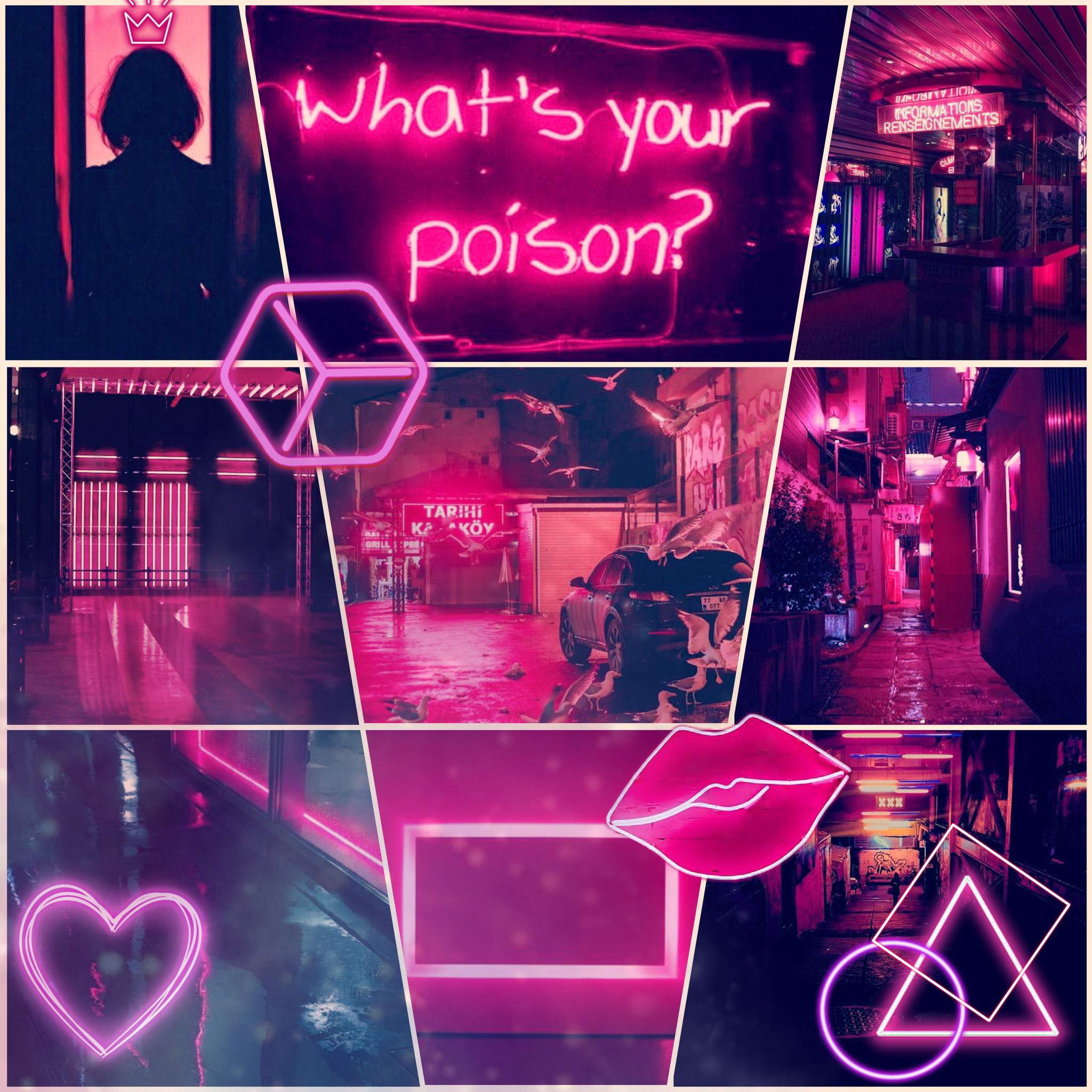 Neon pink collage