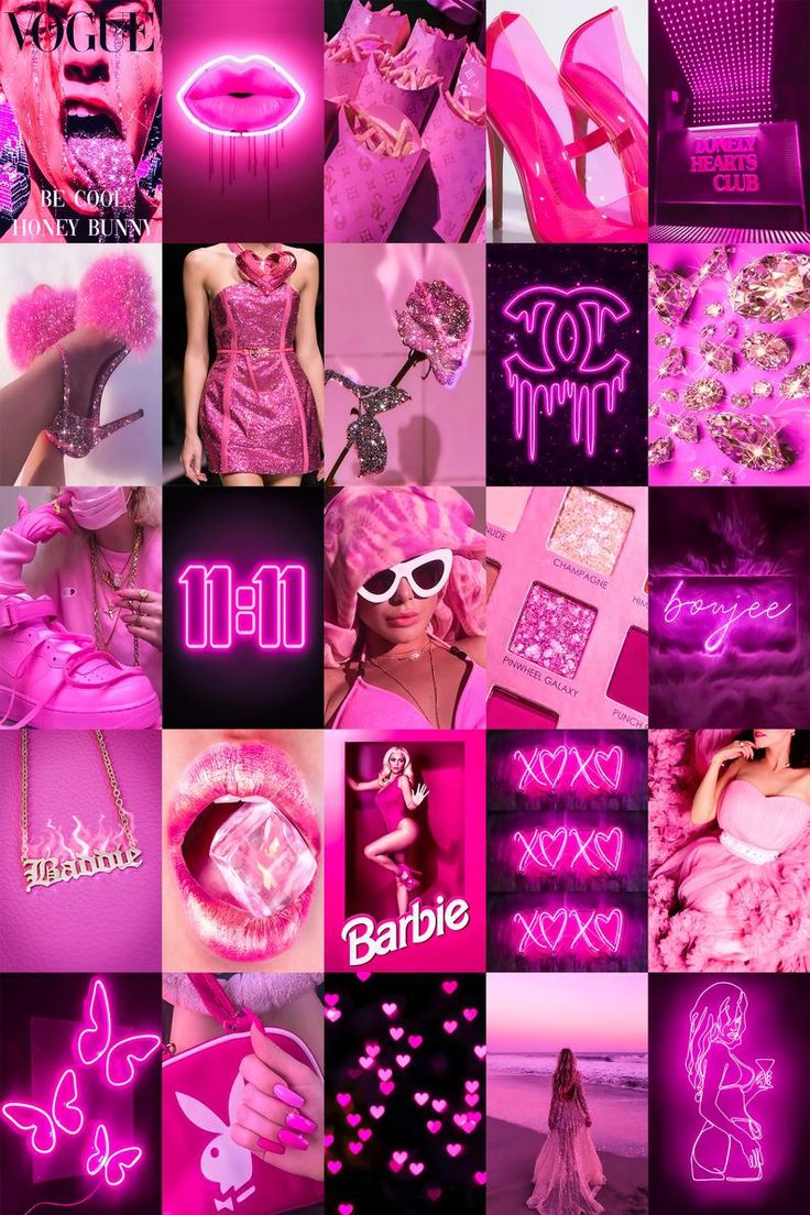 PRINTED Boujee Pink Neon Photo Collage Kit Hot Pink Aesthetic. Etsy. Pink wallpaper girly, Hot pink wallpaper, Pink tumblr aesthetic
