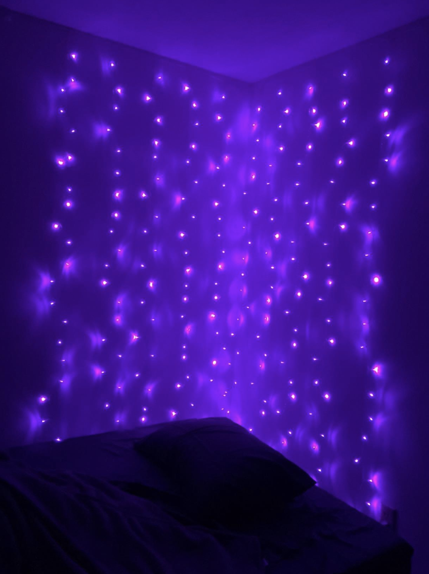 Purple LED Curtain Lights. Purple room decor, Dreamy room, Room inspiration bedroom