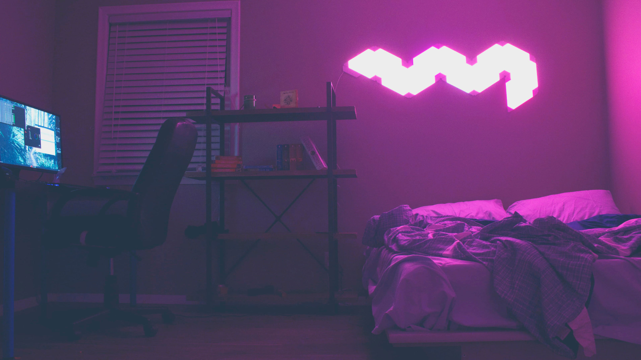 Bedroom Neon Wallpaper, Lights, Outrun, Synthwave, 80's, Techno, Furniture • Wallpaper For You