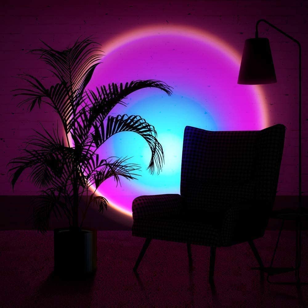 Sunset Projection Led Light with 90° Rotatable, Modern Lamp Night Light for Living Room Bedroom USB Charging Rainbow Modern Background Wall Decoration Gift (Sunset red)
