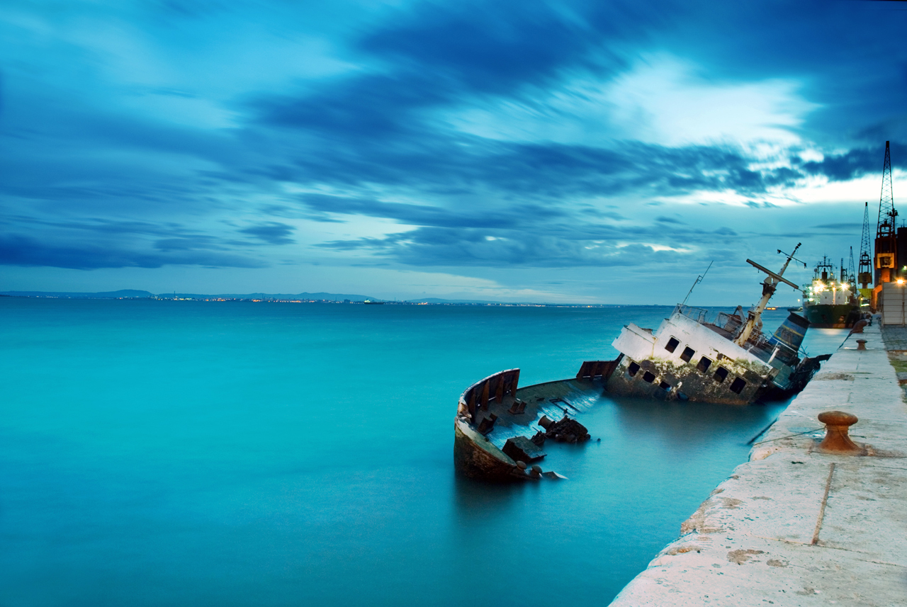 Sunken Ship On Island Wallpaper Desktop HD (1280 x 857 ) Beach Wallpaper