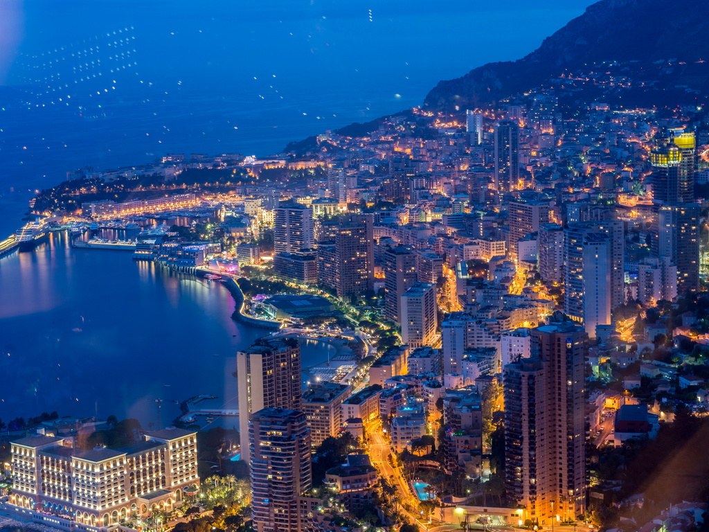 Download Wallpaper Coast night Monaco (1024x768). The Wallpaper, photo