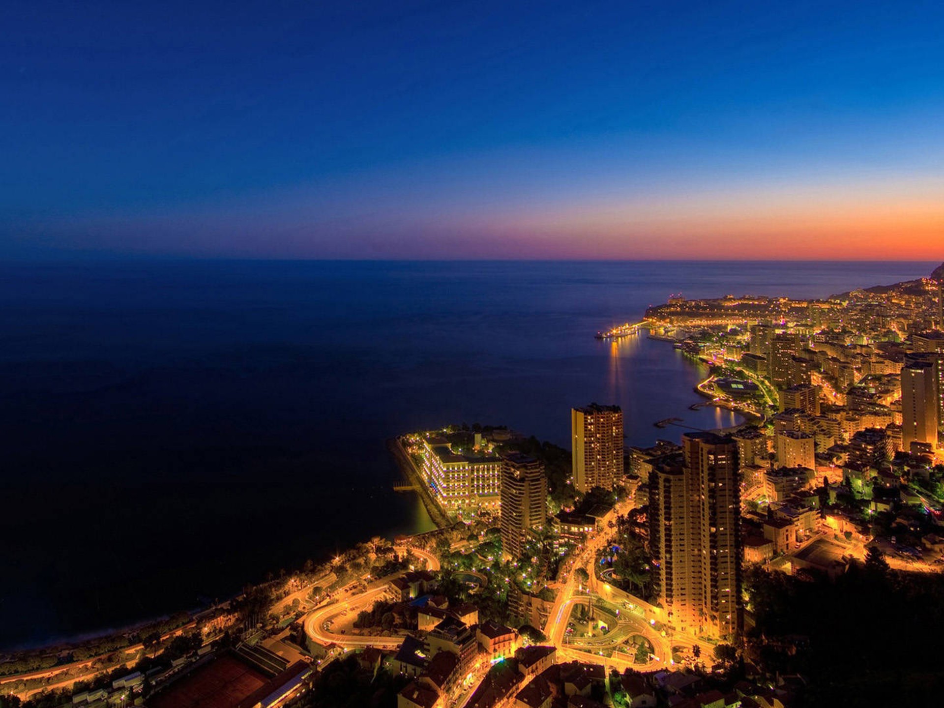 Monaco Monaco Coastal City Wallpaper Night Life, Wallpaper13.com