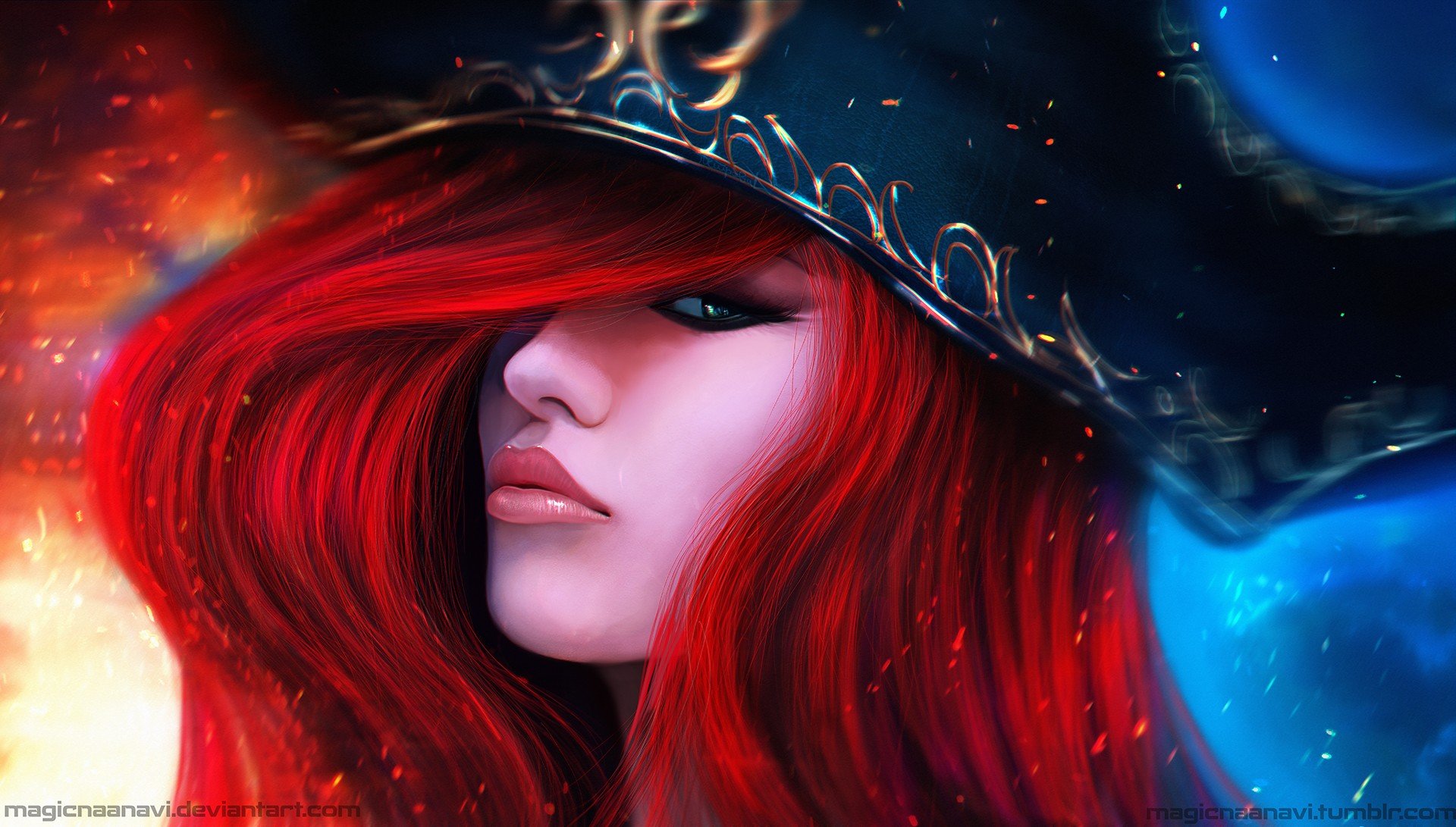 anime girls, Anime, Realistic, Render, Miss Fortune, Digital art, Funny hats, League of Legends, Video games, MagicnaAnavi, Redhead Wallpaper HD / Desktop and Mobile Background