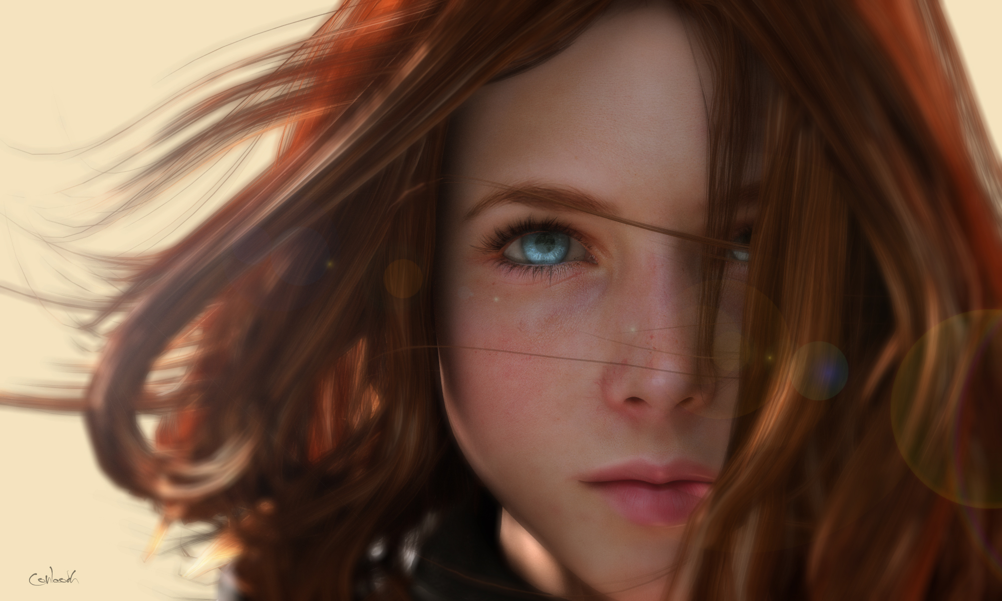 Blue Eyes Redhead Women Artwork, HD Fantasy Girls, 4k Wallpaper, Image, Background, Photo and Picture
