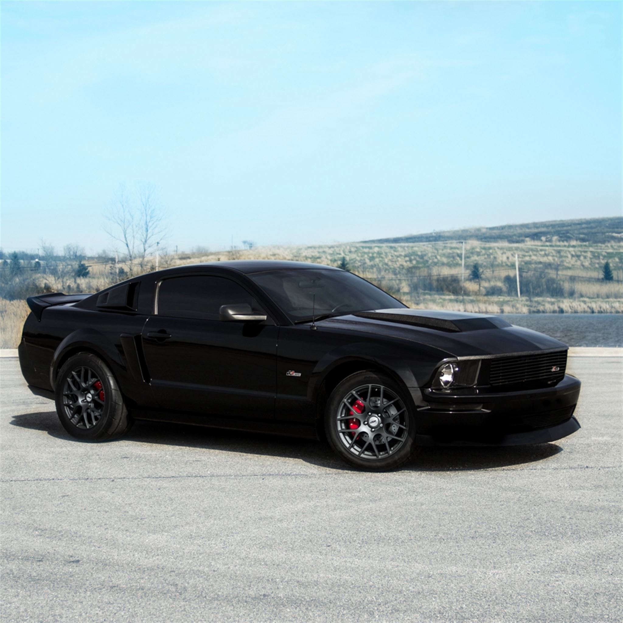 Ford Mustang GT Black Landscape Red iPad Wallpaper Free Download