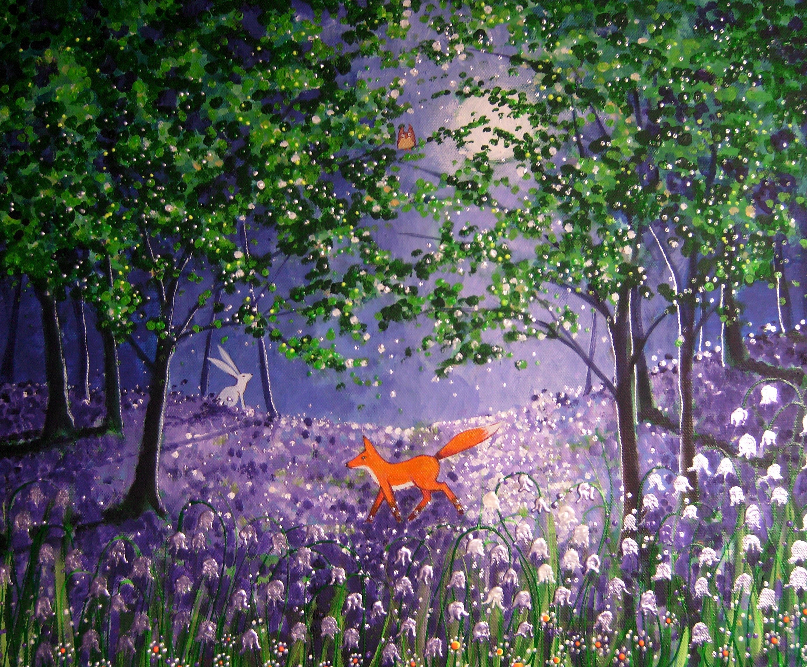 Mystical Forest Print Bluebell Wood Spring Fox Fox and. Etsy New Zealand