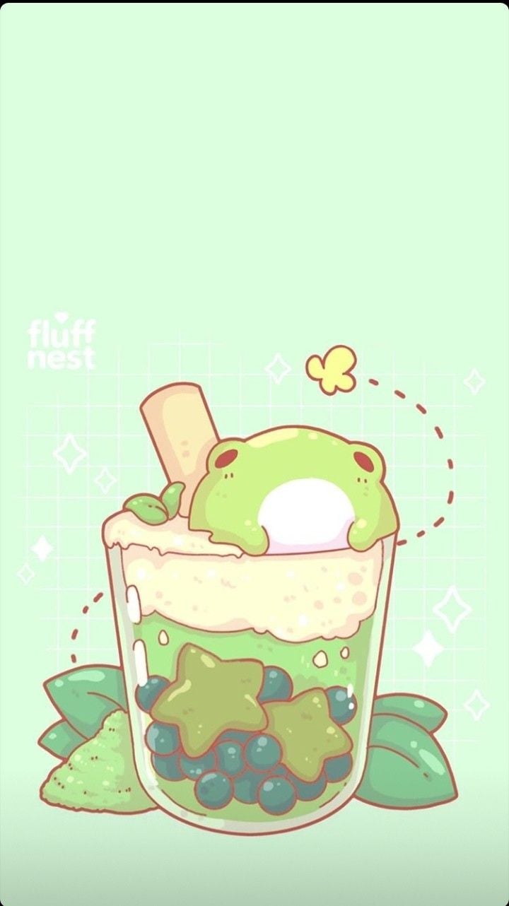 frog boba wallpaper. Cute little drawings, Cute animal drawings kawaii, Cute doodles