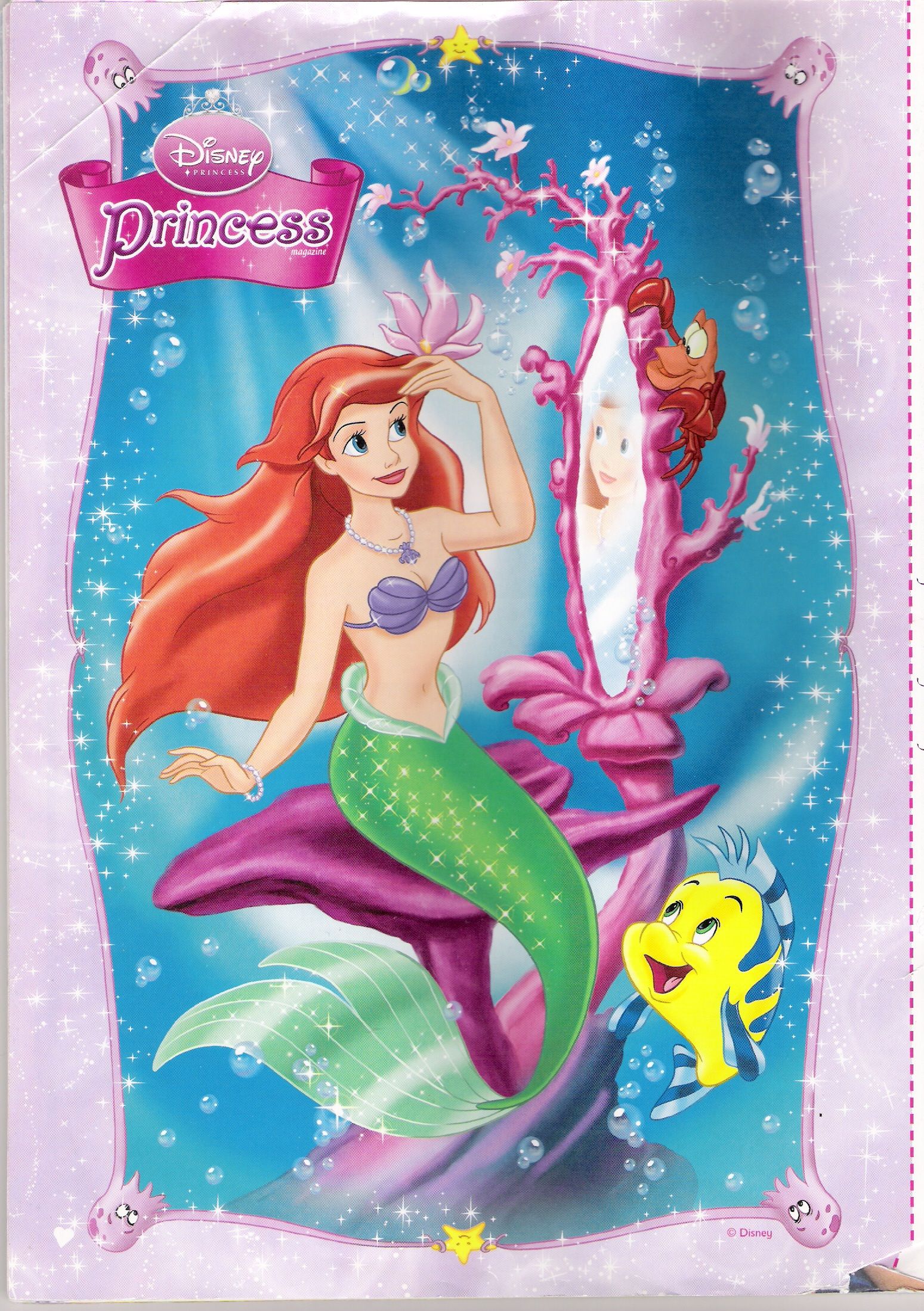 Ariel and her friends, Flounder and Sebastian by the beautiful princess mirror in under the sea. Disney figures, Cute disney wallpaper, Disney enchanted