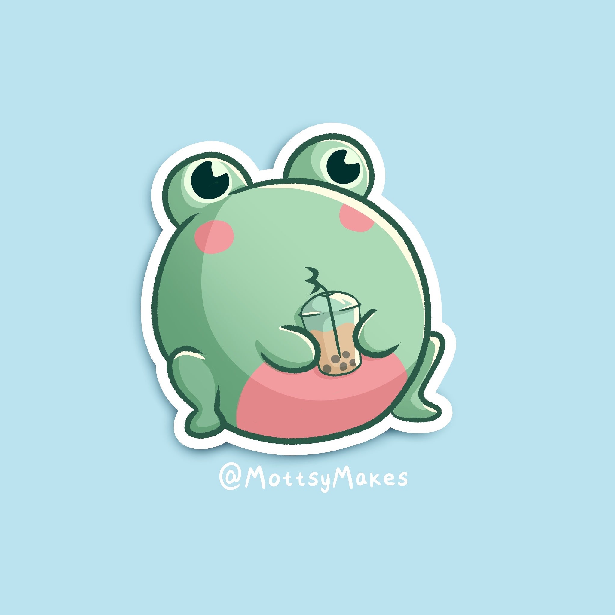 I drew a cute boba tea frog