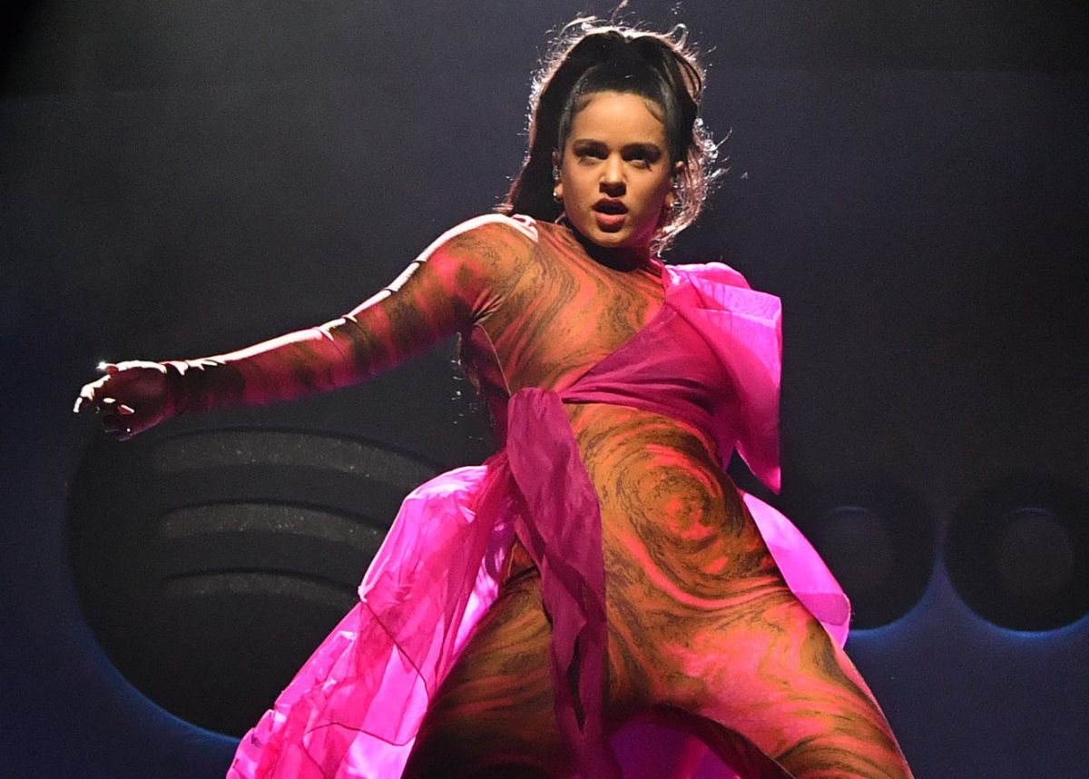 Rosalía Showed Her Panties With A Transparent Sky Colored Dress