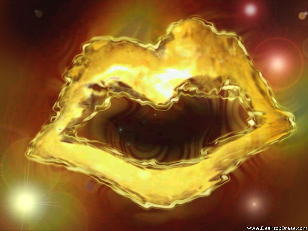 Desktop Wallpaper 3D Background Golden Glow Lips