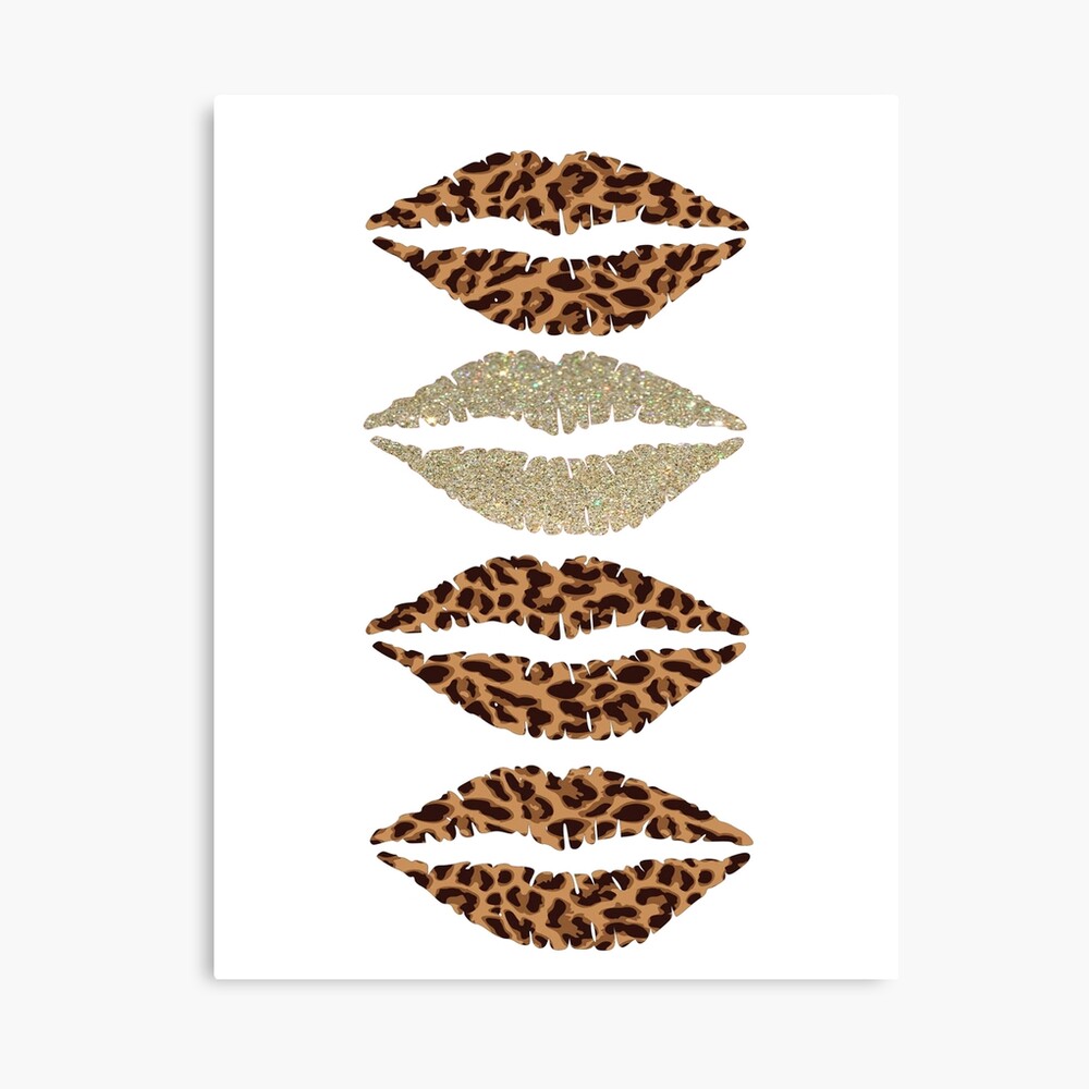 Gold, Leopard Print, Cheetah Print, Lips, Lip, Lipstick, Lip Stick, Make up, Makeup, Artist Poster