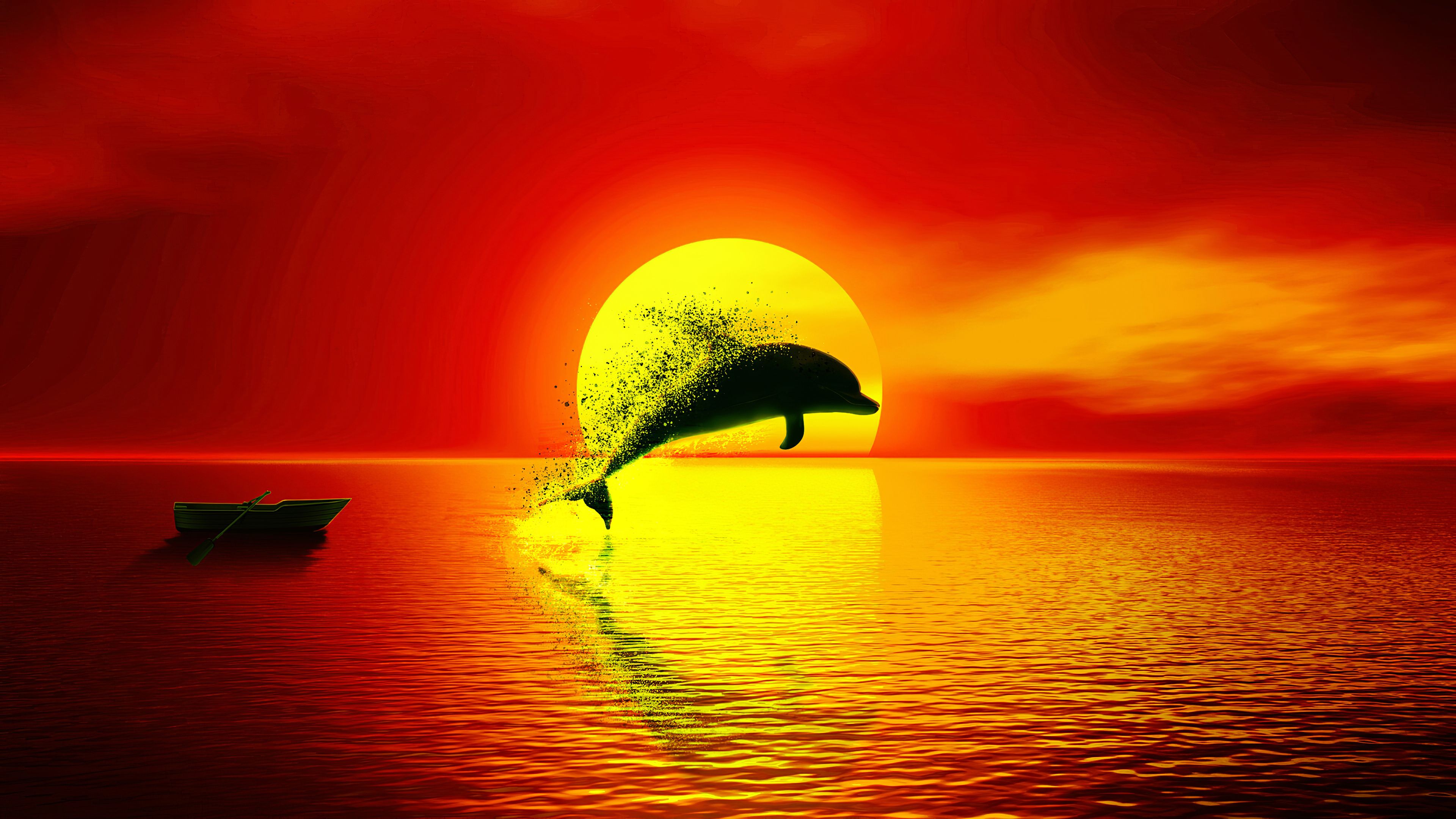 Dolphins at Sunset Wallpaper, HD Dolphins at Sunset Background on WallpaperBat