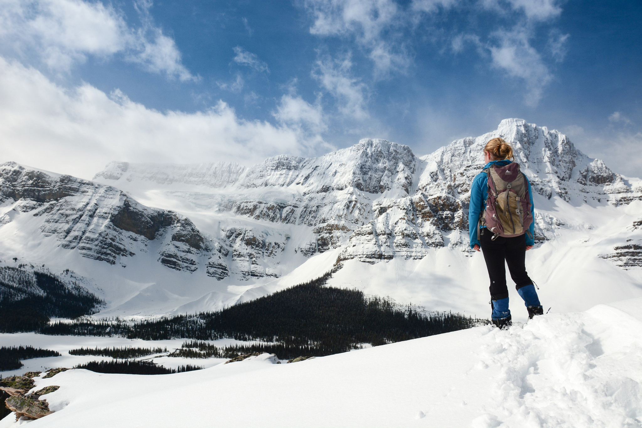 Download Wallpaper snow winter mountains girl, 2048x1365, The girl in the snowy mountains