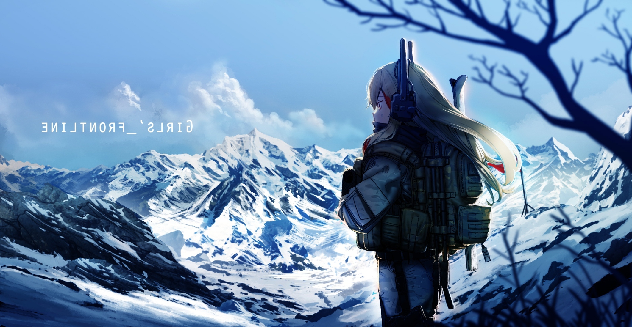 Wallpaper Snow, Winter, Mountain, Girls Frontline, M4 Sopmod Ii, Soldier:2123x1100