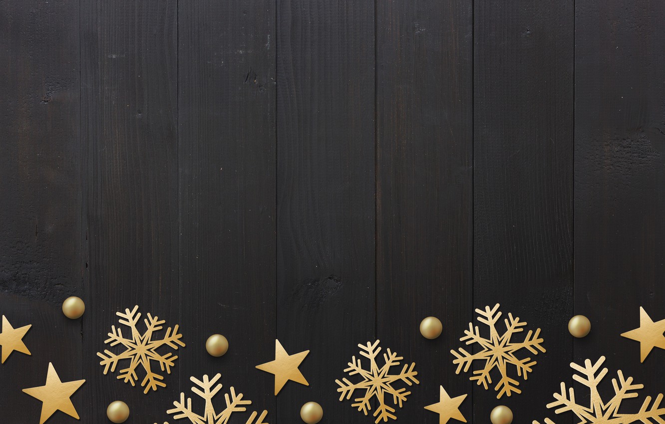 Wallpaper winter, snowflakes, golden, black background, black, Christmas, winter, background, stars, snowflakes image for desktop, section текстуры