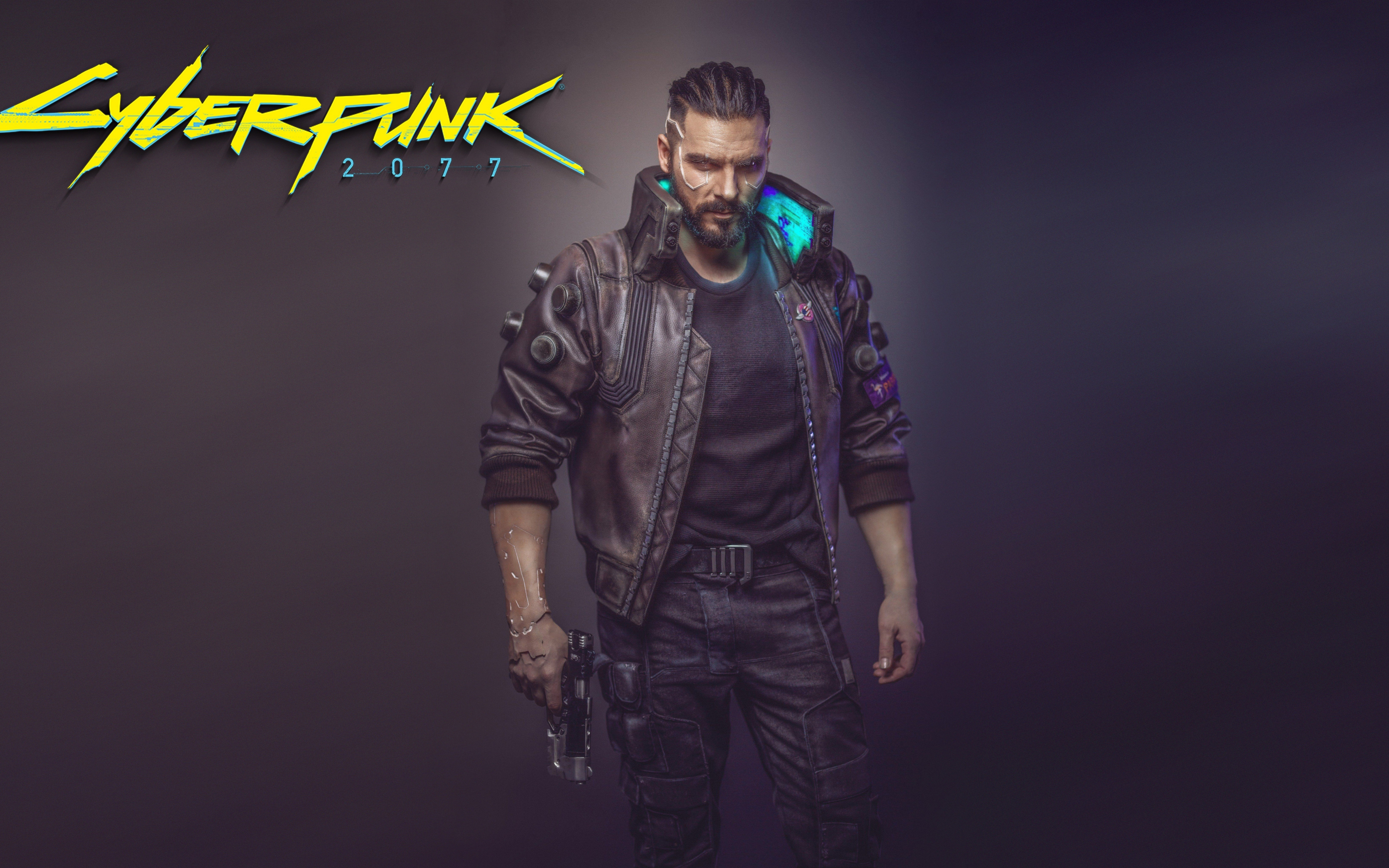 Download 3840x2400 cyberpunk man with gun, video game 4k wallpaper, 4k, ultra HD 16:10 wallpaper, 3840x2400 HD image, background, 9314