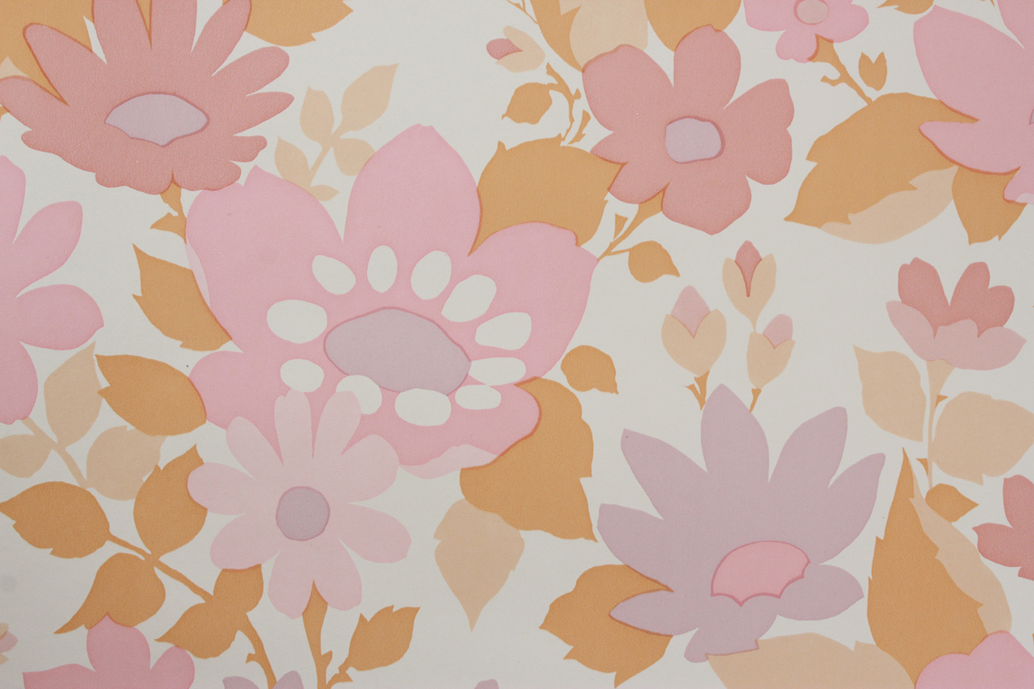 1970s Vintage Wallpaper Retro Pink Flower's Vintage Wallpaper