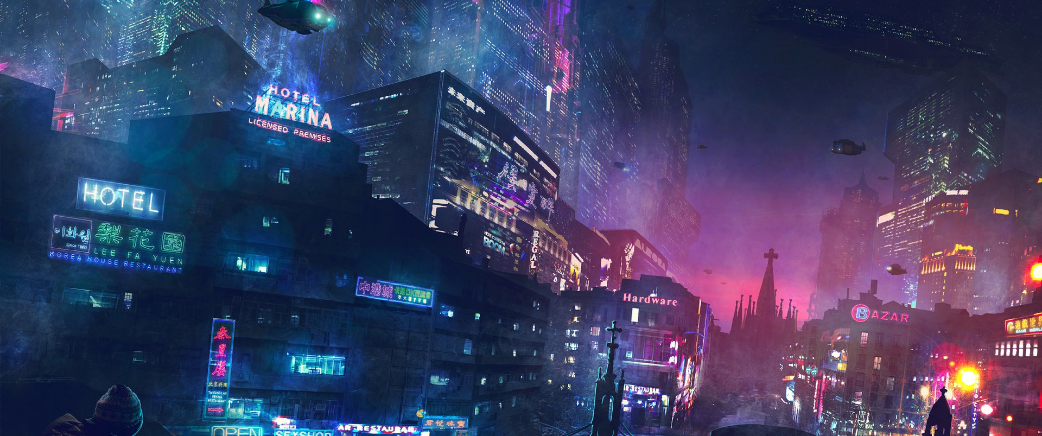 Cyberpunk City, Futuristic, Neon Lights, Buildings, 4k HD Wallpaper