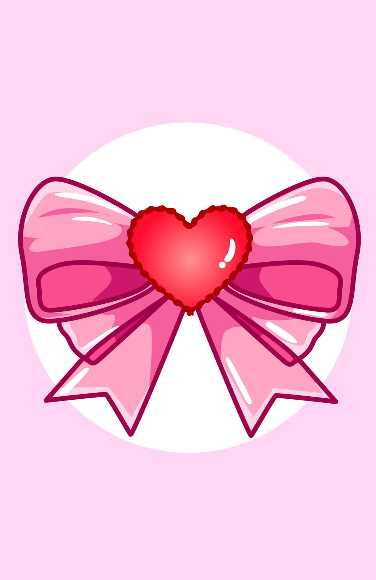 Kawaii ribbon with heart, valentine's day cartoon illustration
