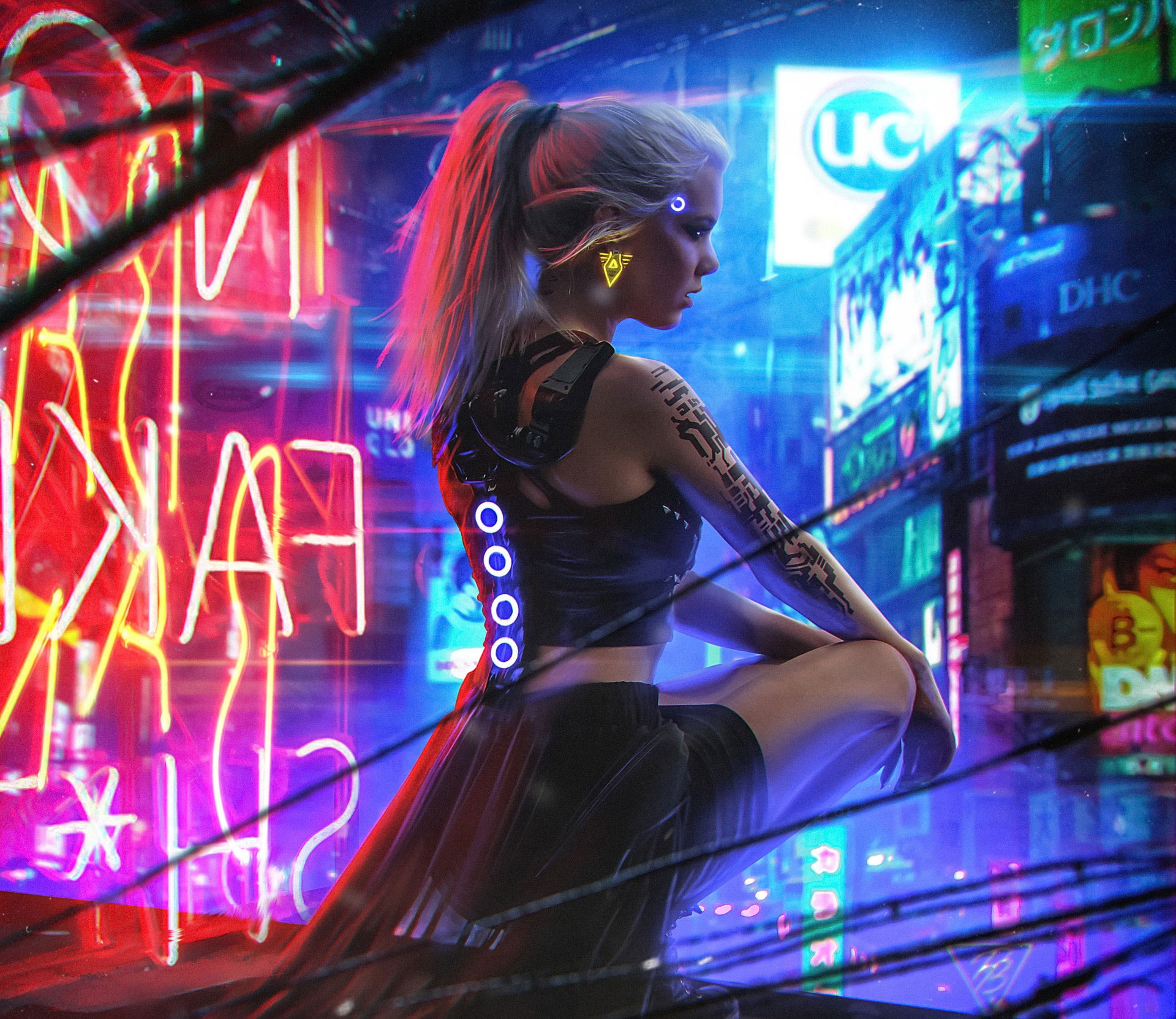 Digital Art Wallpaper, Women, Blonde, Futuristic, Tattoo, Robot, Science Fiction • Wallpaper For You