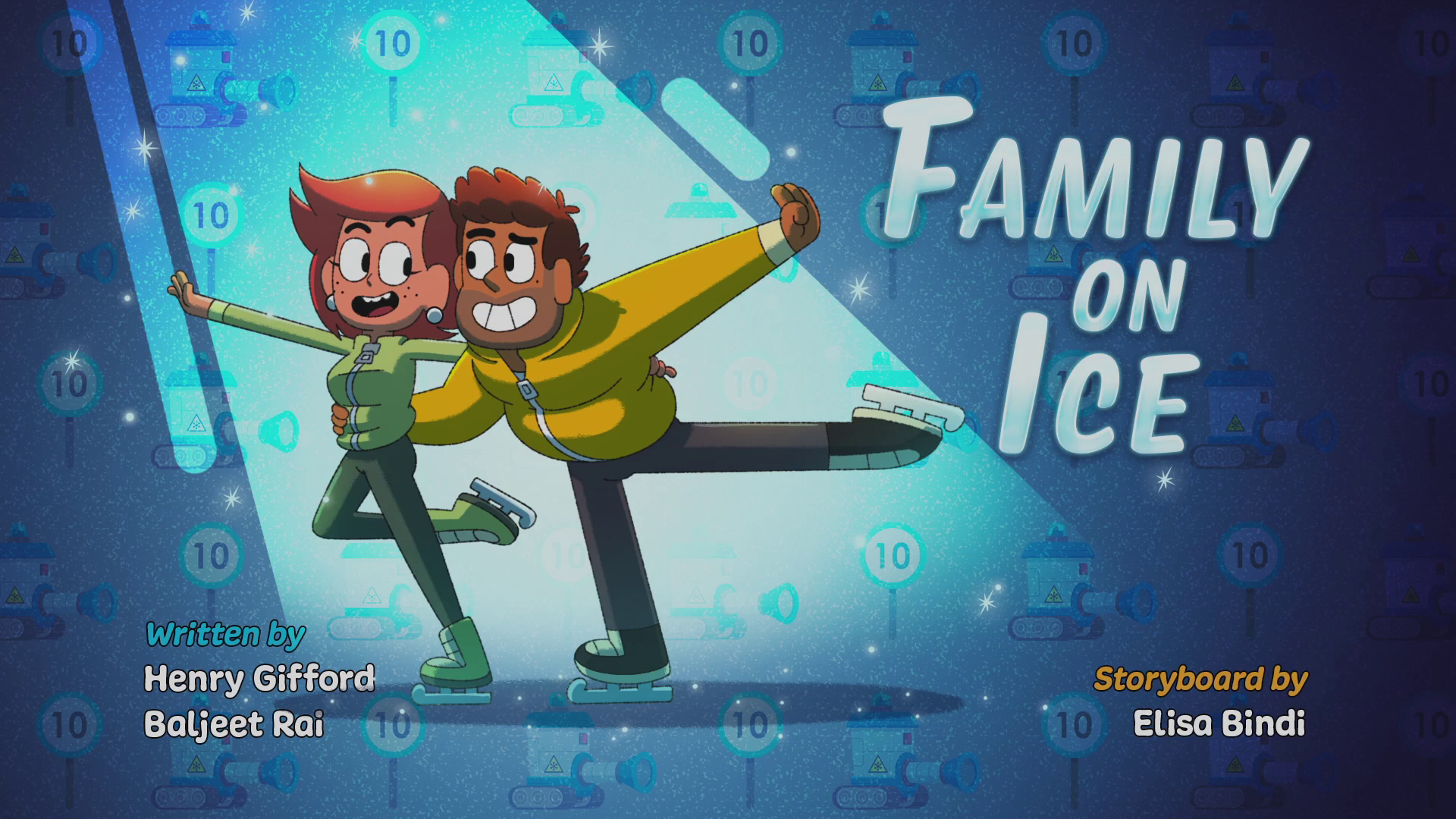 Family on Ice. Boy Girl Dog Cat Mouse Cheese