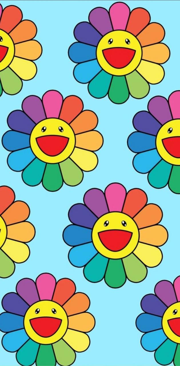 Smiley face flowers wallpaper