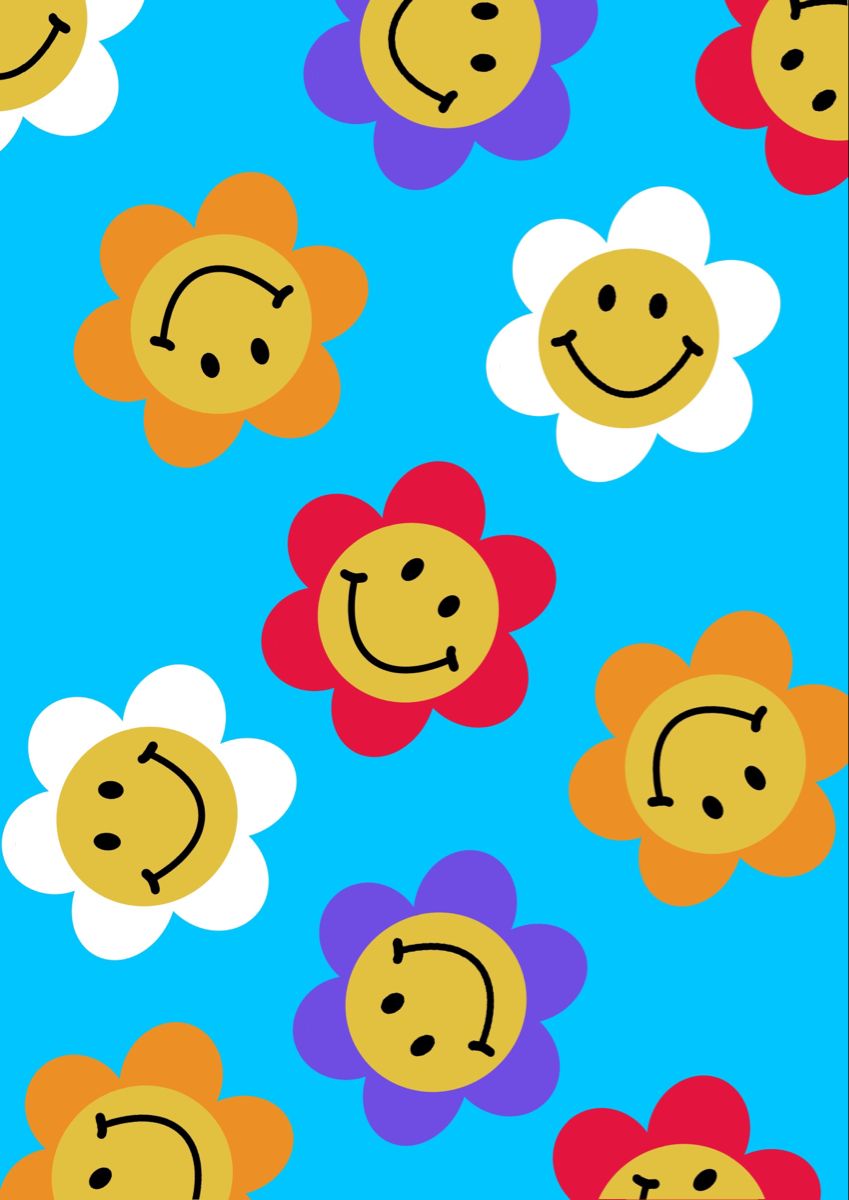 Smiley faces. Wallpaper doodle, Daisy wallpaper, Cute flower wallpaper