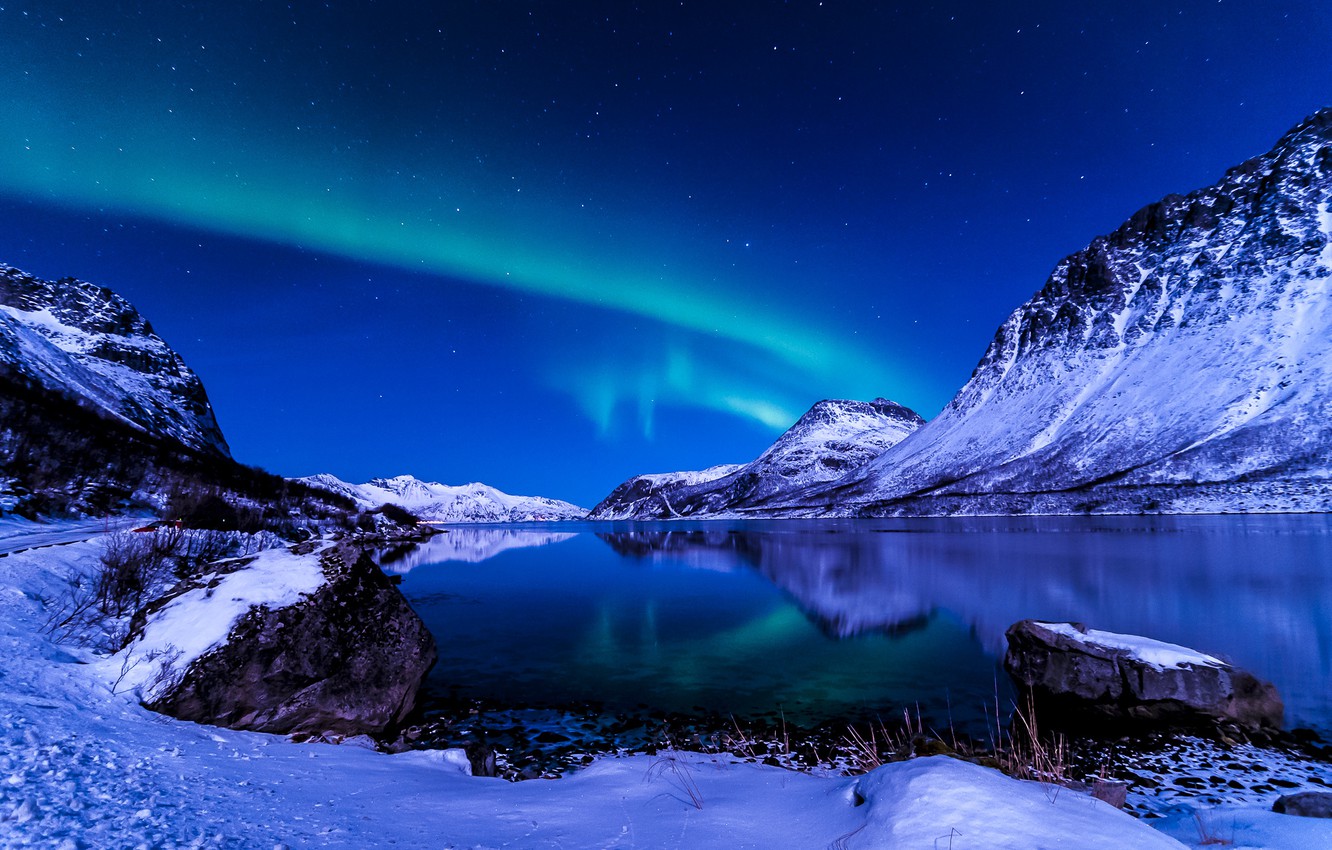 Wallpaper winter, the sky, night, Northern lights, Iceland image for desktop, section пейзажи