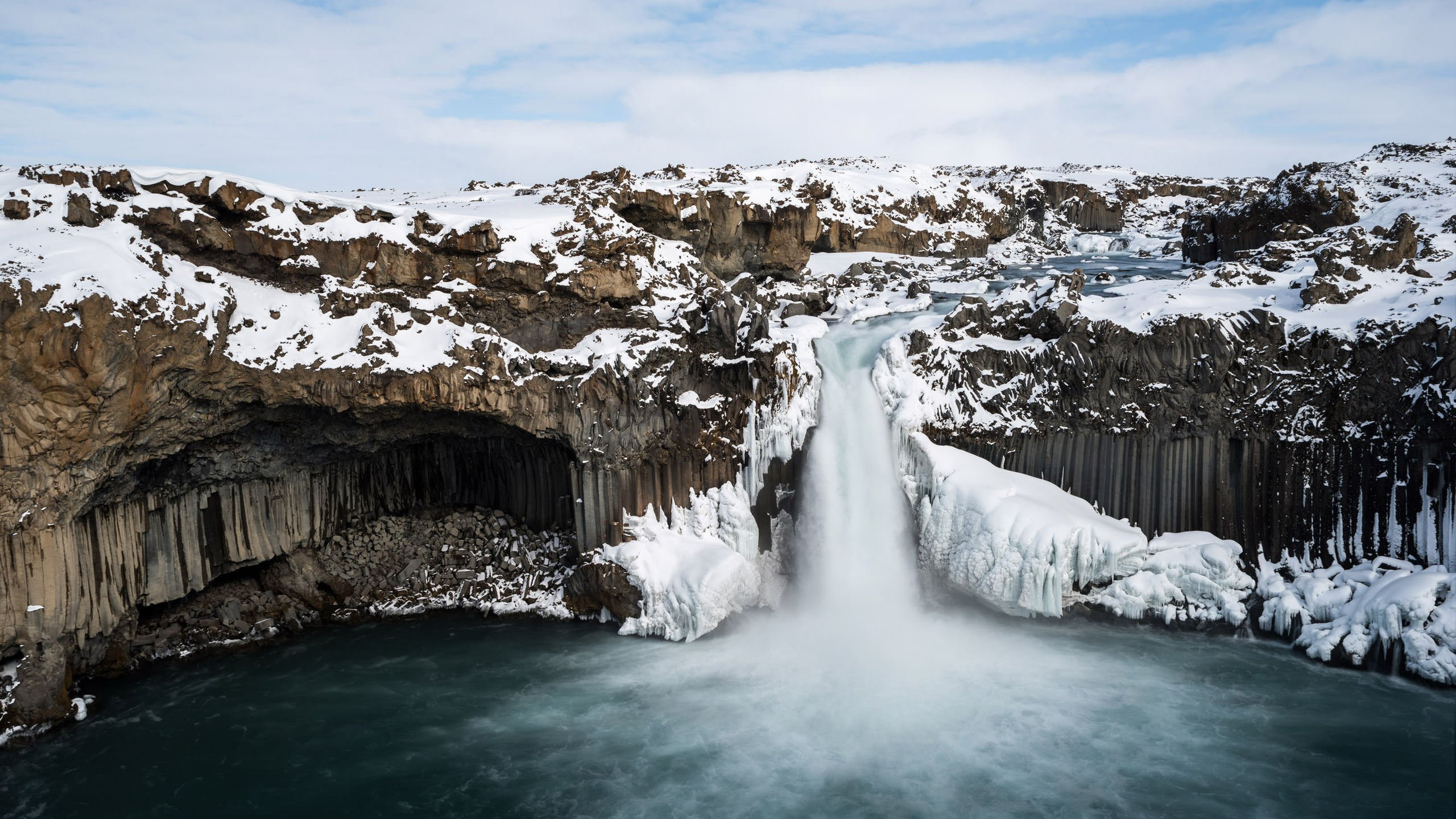 Winter At Aldeyjarfoss Iceland Wallpaper