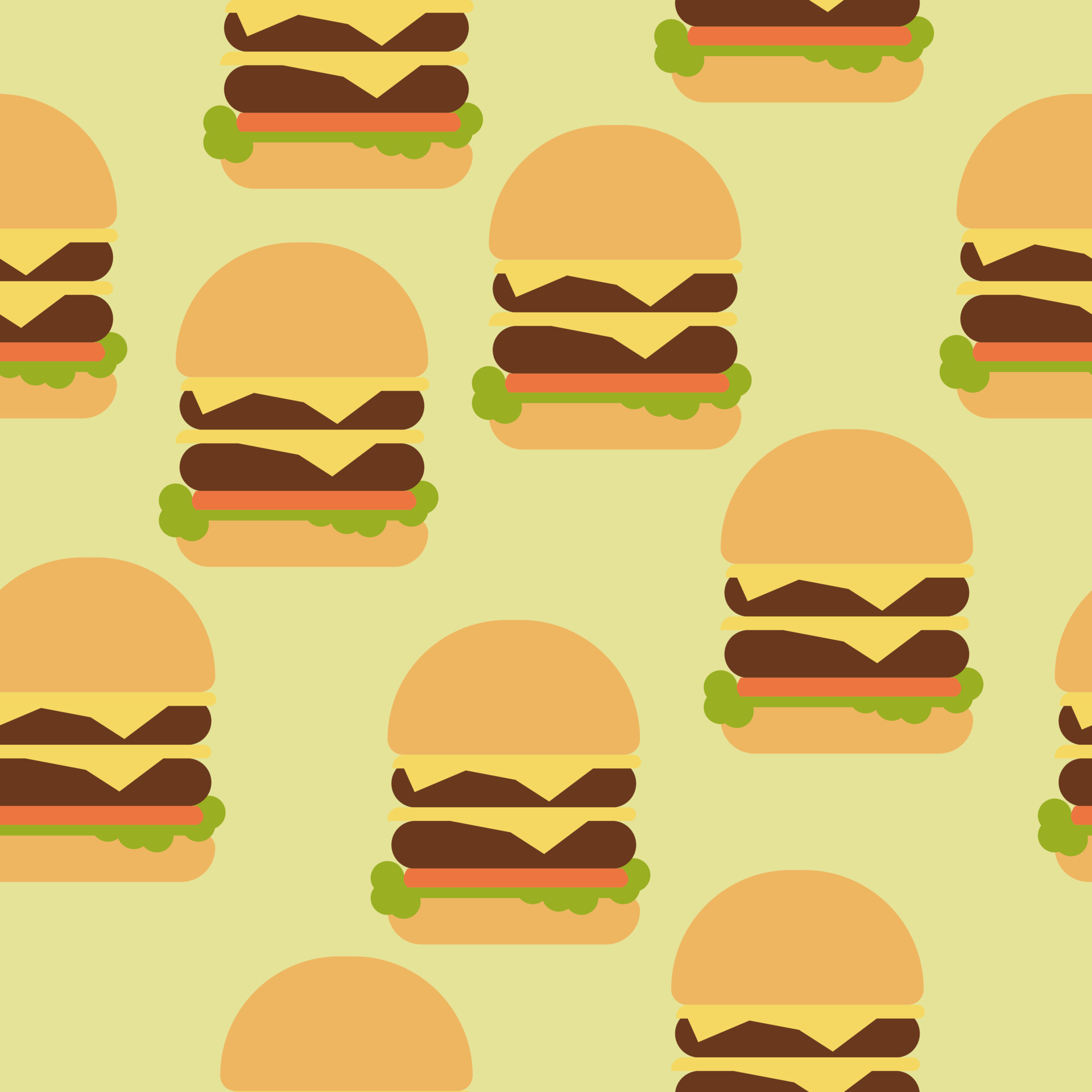 Double cheeseburger seamless pattern, fast food on gray background