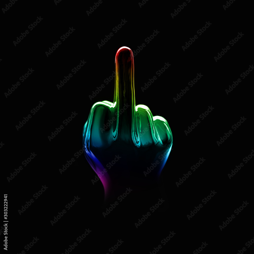 Fuck You Concept Rainbow Figure Mirror Rainbow Fiddle Finger, Offensive Gesture Wall Mural ANGHI