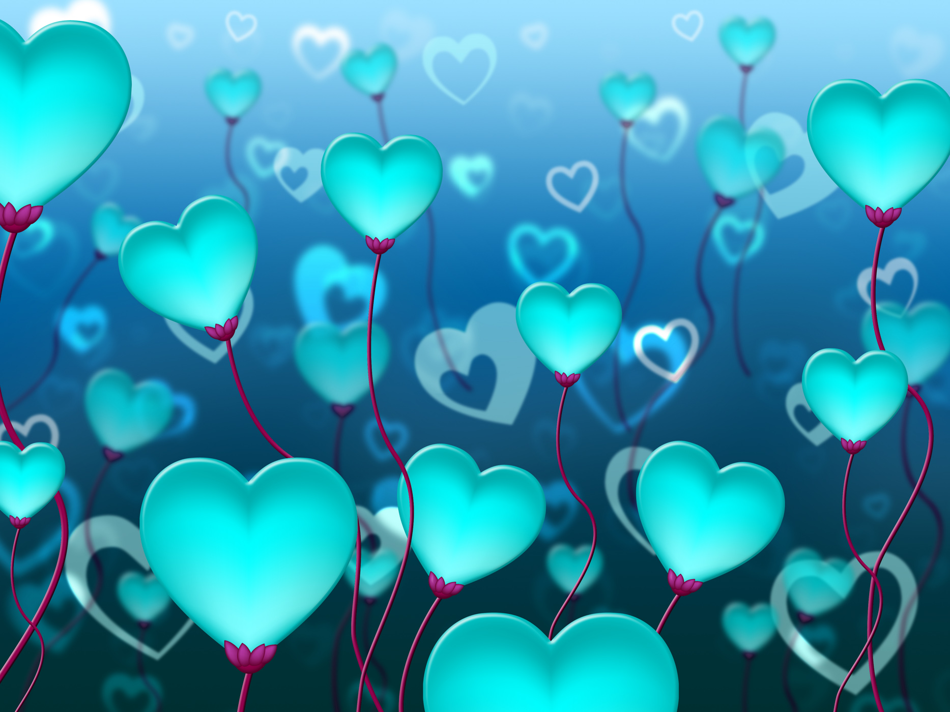 Free photo: Blue Hearts Background Means Valentines Day And Background, Lovers, Valentineday