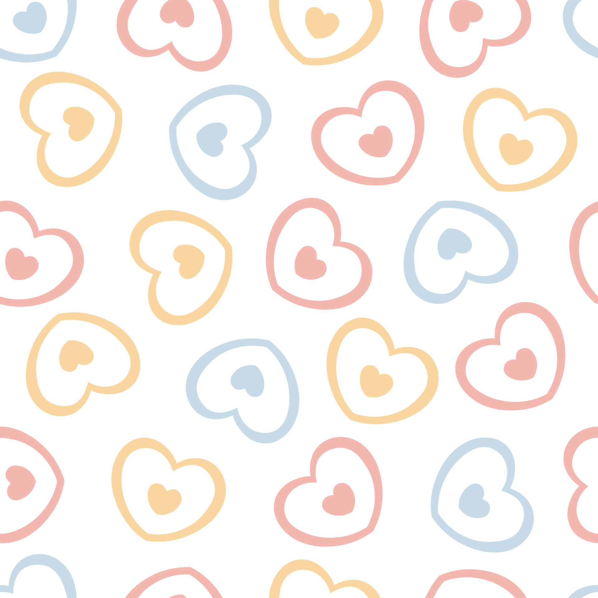 Baby seamless pattern valentines day background with pink blue and yellow hearts cute design for print, wallpaper, decoration, fabric, textile Vector illustration